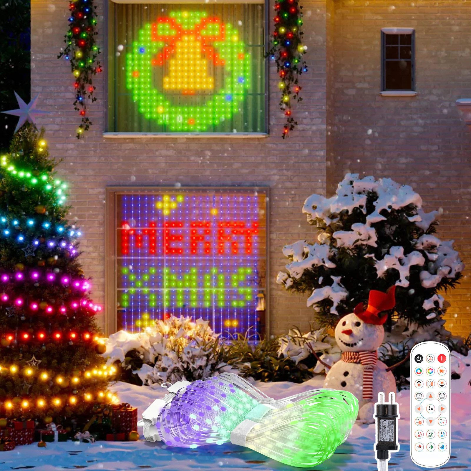 XERSEK LED Nachtlicht LED-Lichterkette Lichtervorhang Beleuchtung Weihnachts Deko, mit Fernbedienung, 2*2 m, 400 Leucht, IP44, 100+ Dynamische Szenenmodi, Musikmodus, DIY Weihnachtslichterkette Smart Weihnachtsbaumbeleuchtung Dekolicht Weihnachts Vorhang Fenster Dekoration, RGB, Netzkabel