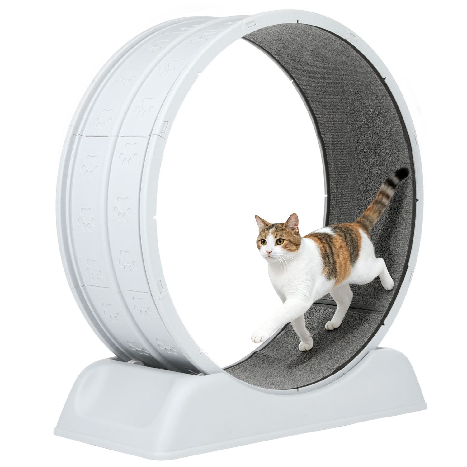 oyajia Tier-Aktivitätsspiel Tierlaufrad, Katzenlaufband, Laufband für Katzen, Zimmerläufer, PP-Kunststoff, Leise, Pfotenschutz, Feststellbar, 80cm Innendurchmesser