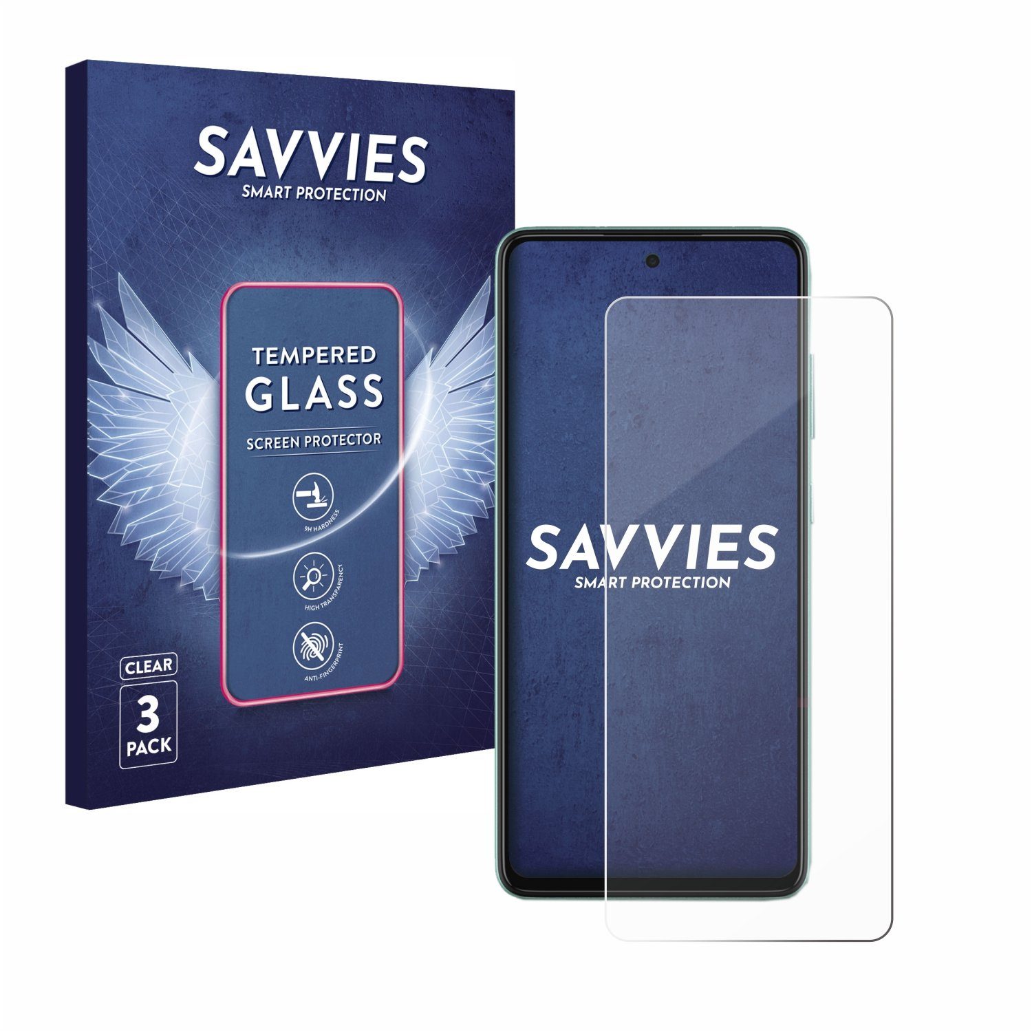 Savvies Displayschutzglas Schutzglas für Samsung Galaxy A52, 3 Stück, Displayschutz 9H Glas Klar Transparent