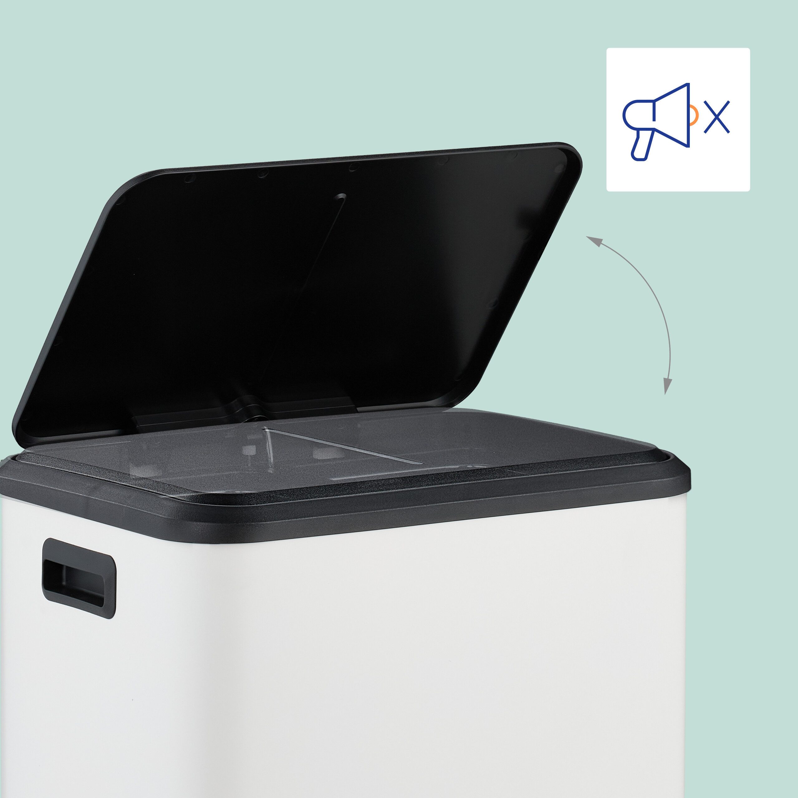 relaxdays Mülltrennsystem Mülleimer mit 2 Fächern 2 x 15 Liter, weiß