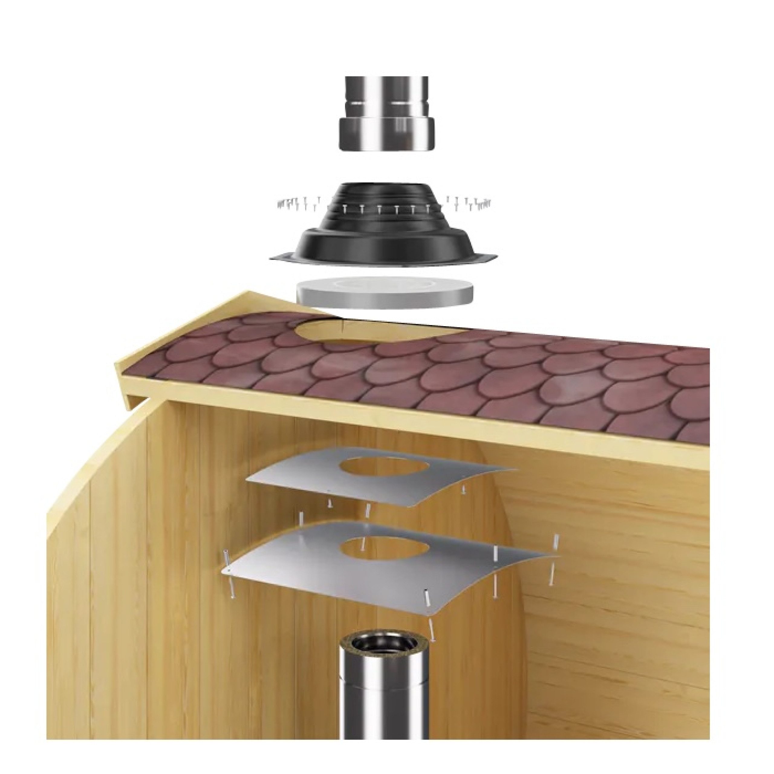FinTec Saunaofen Fintec Edelstahl Außenkamin CHIMNEY + Strahlblech für holzbefeuerte