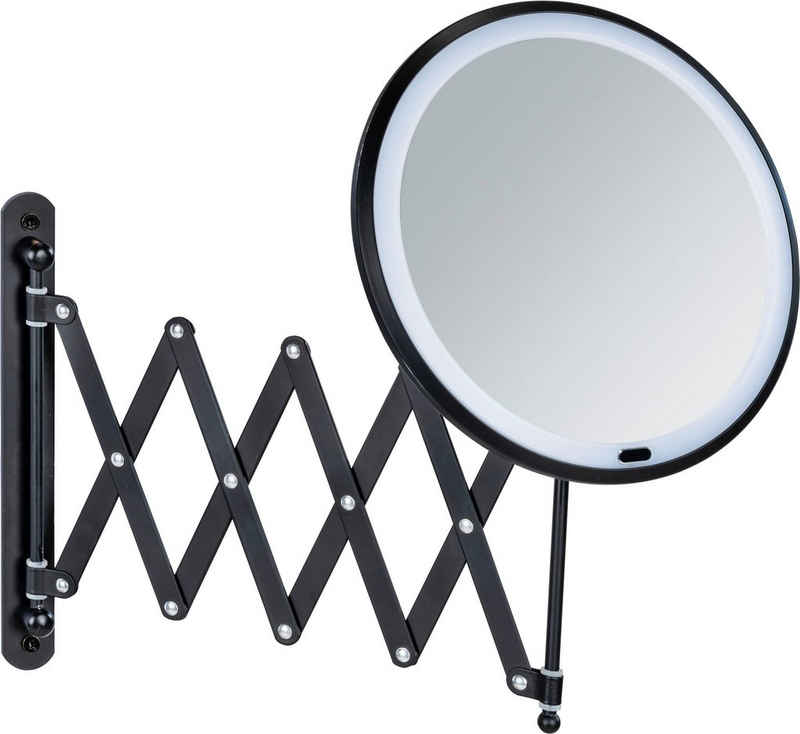 WENKO Kosmetikspiegel Barona, schwarz, mit LED und Touch-Funktion