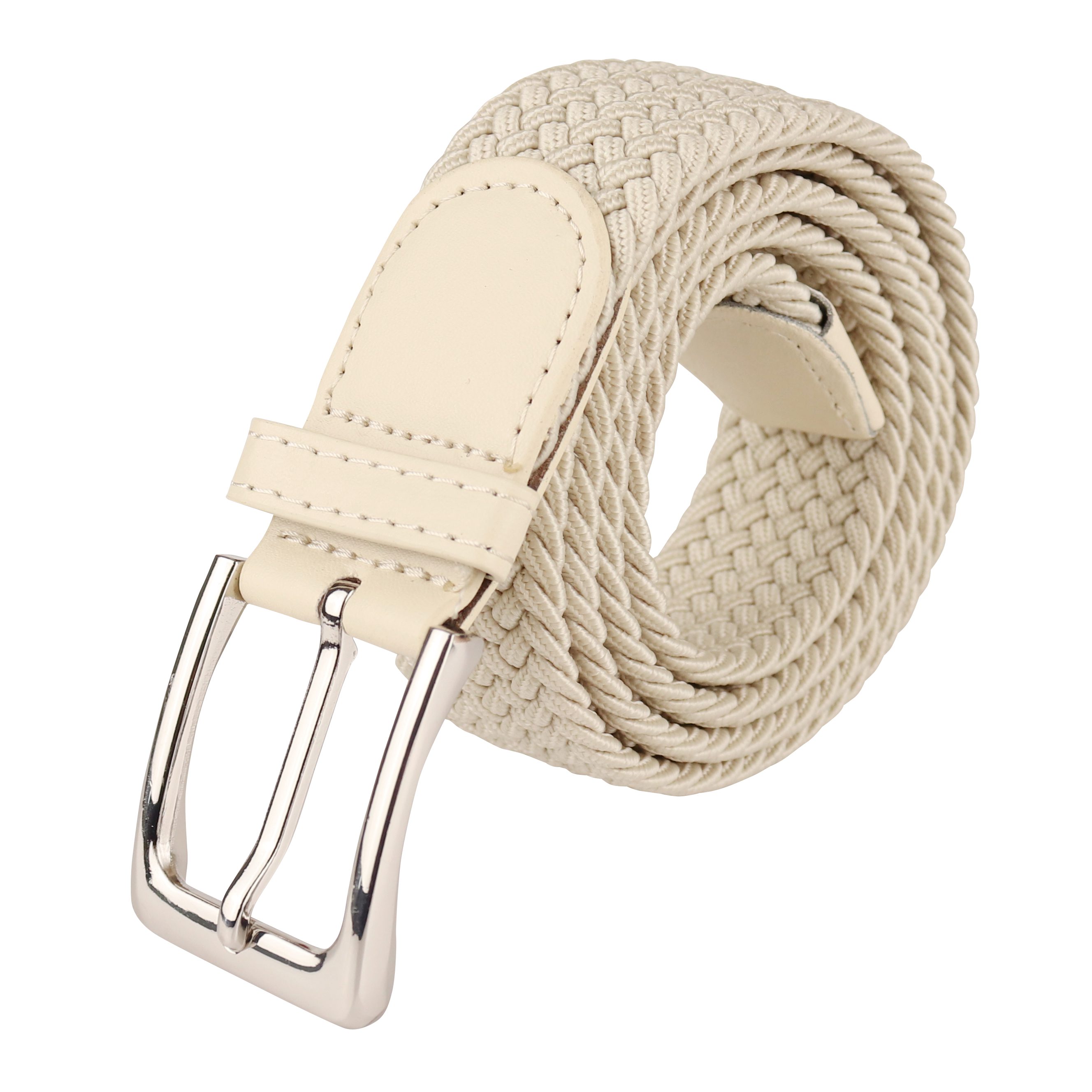 Dehnbarer Damen Herren MIRROSI Beige Stoffgürtel und Super für Stretchgürtel Atemungsaktiv, Geflochtener Weich) UNISEX Flechtgürtel Breit, (3,5CM Gürtel Elastischer Flechtgürtel