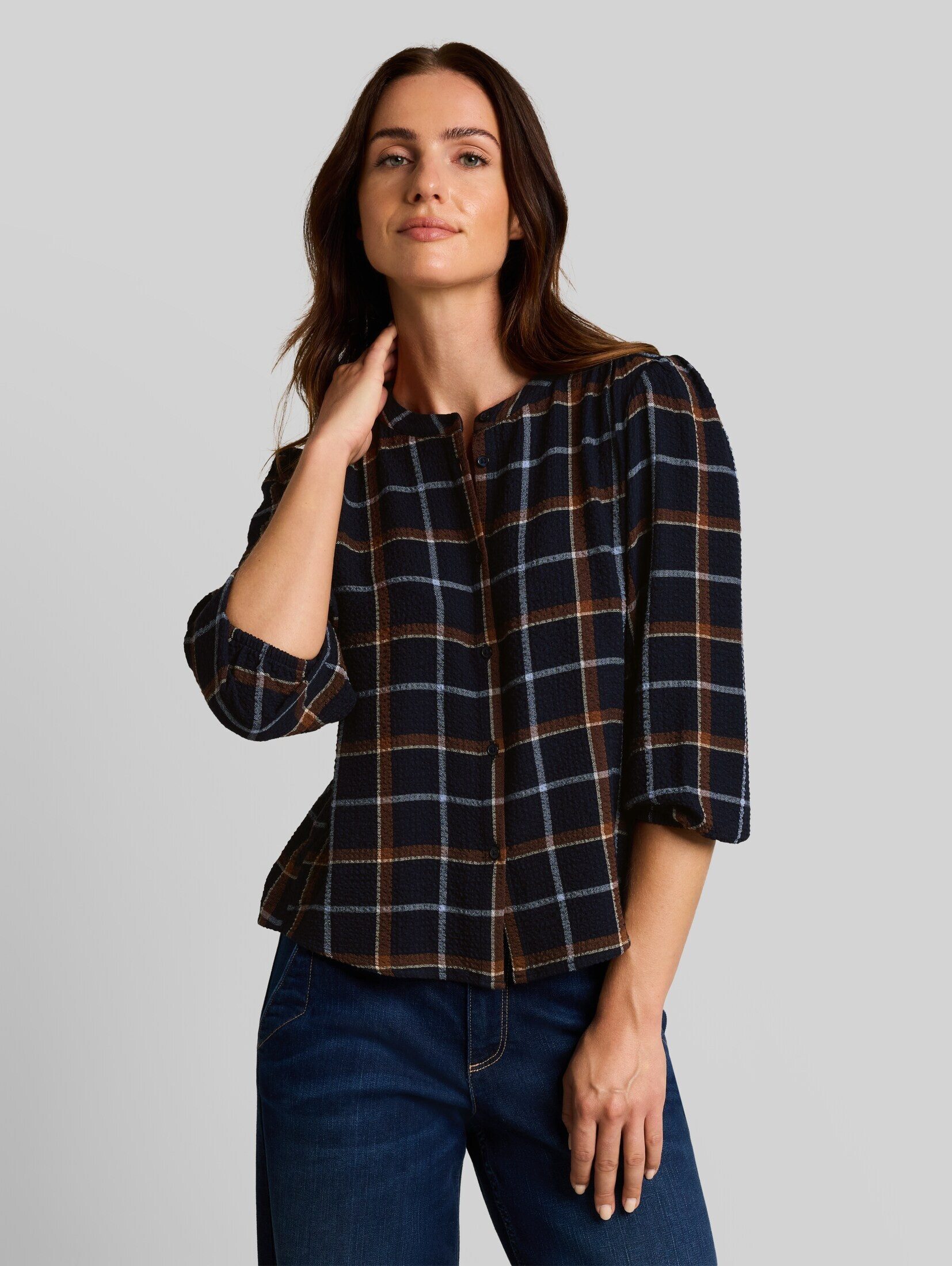 TOM TAILOR Langarmbluse Blusen & Shirts Seersucker Bluse mit Karomuster