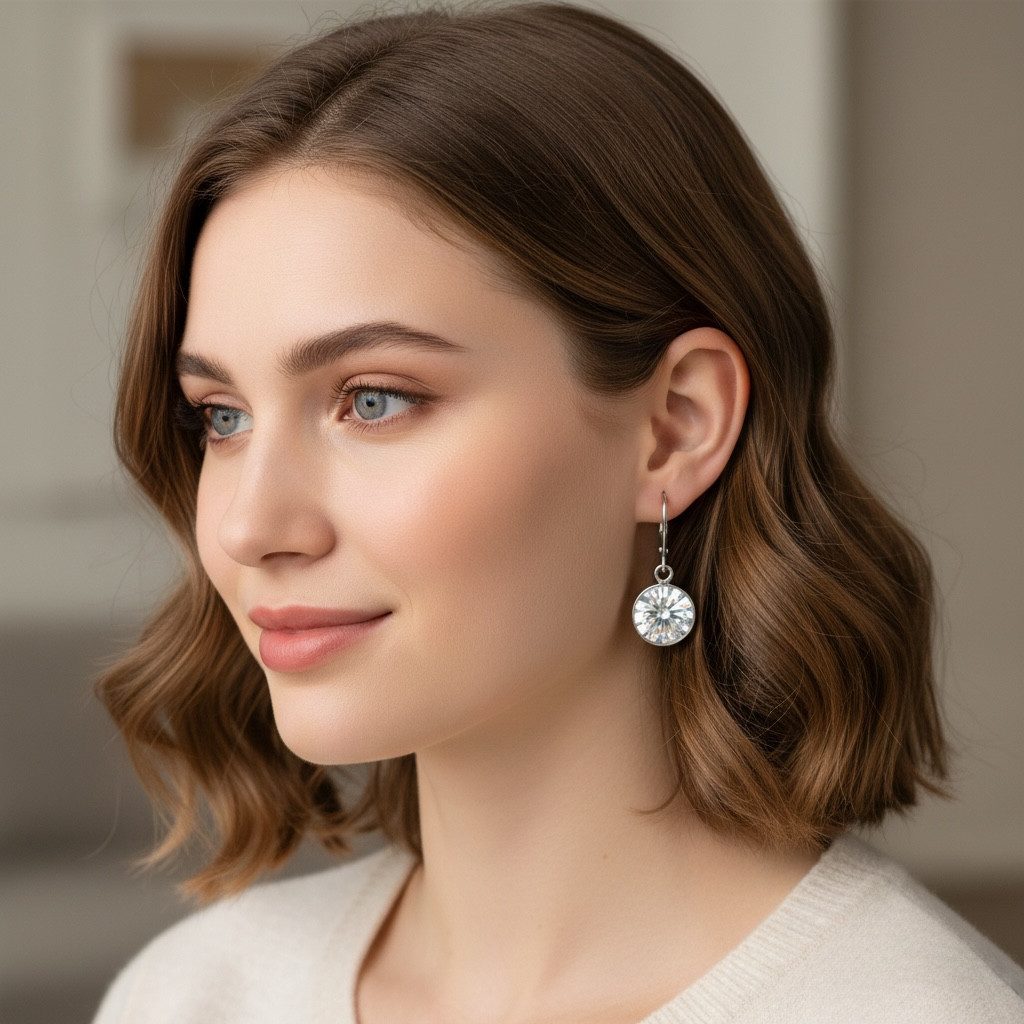 Karisma Schmuck Paar Ohrhänger Damen Silber 925 Ohrringe Ohrhänger Zirkonia 10mm, Steine Klipverschluss