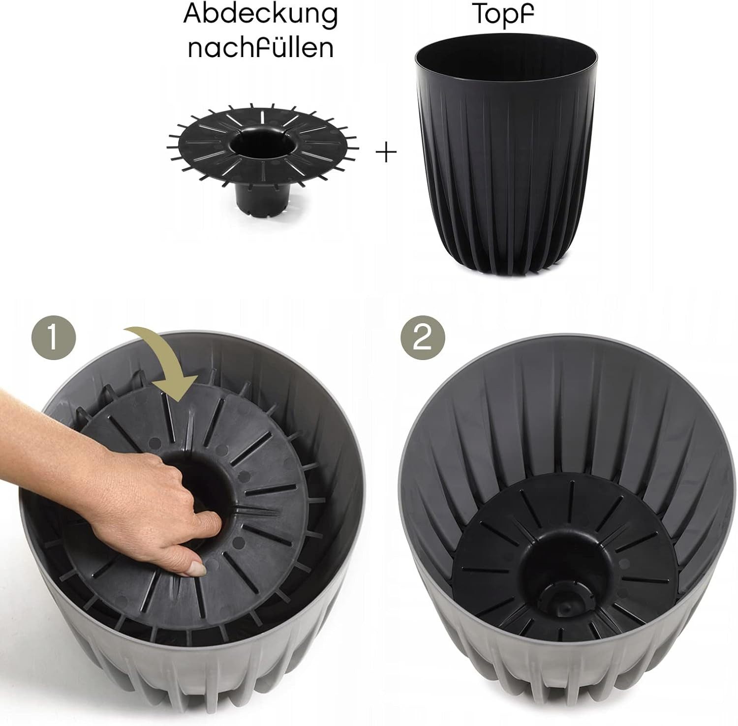 KONZEPT Blumentopf Hoher Blumentopf, Pflanzkübel Groß für Außen, Balkon, Übertopf mit Drainagesystem