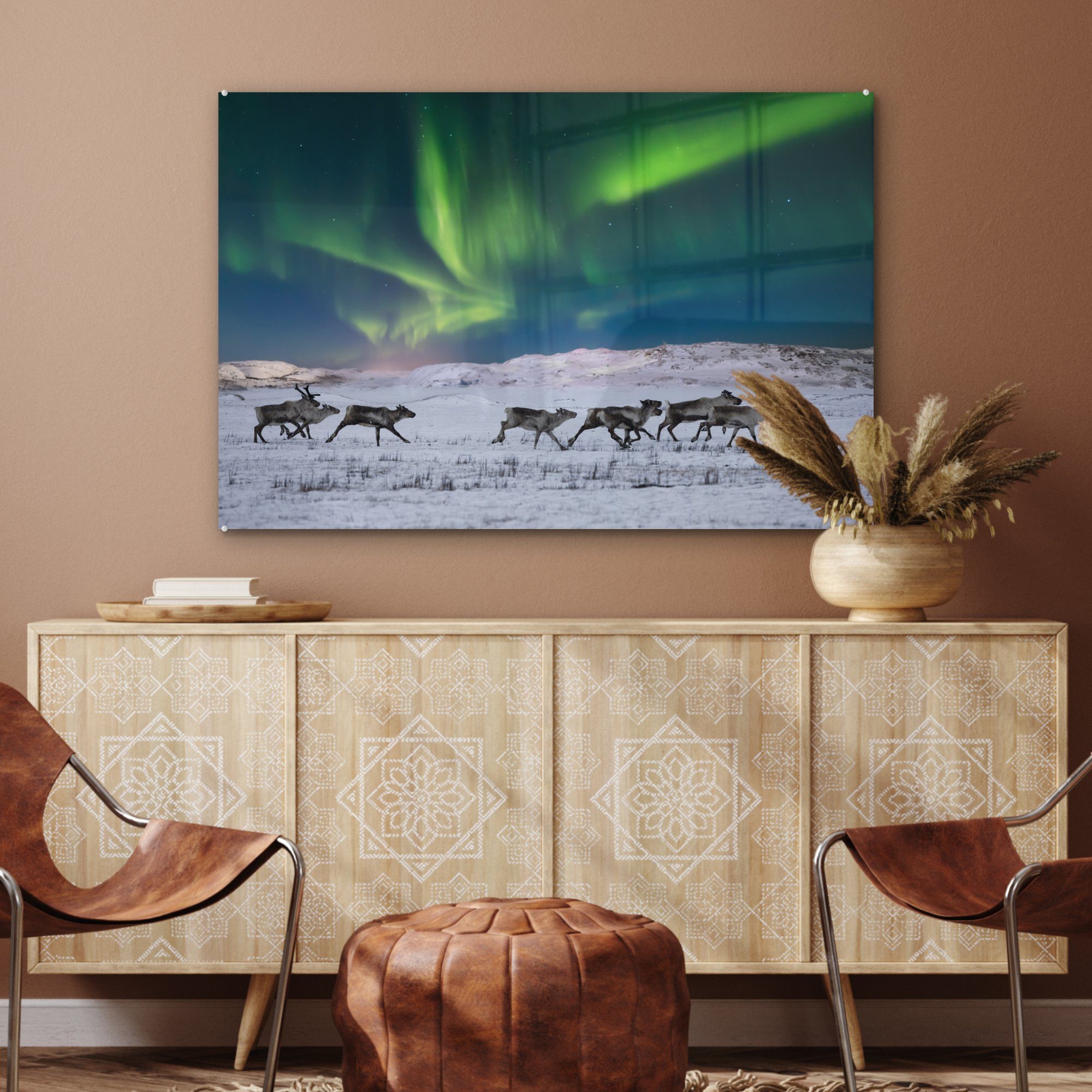Wohnzimmer & in Rentiere Tundra, MuchoWow der Acrylglasbild (1 St), Acrylglasbilder Schlafzimmer