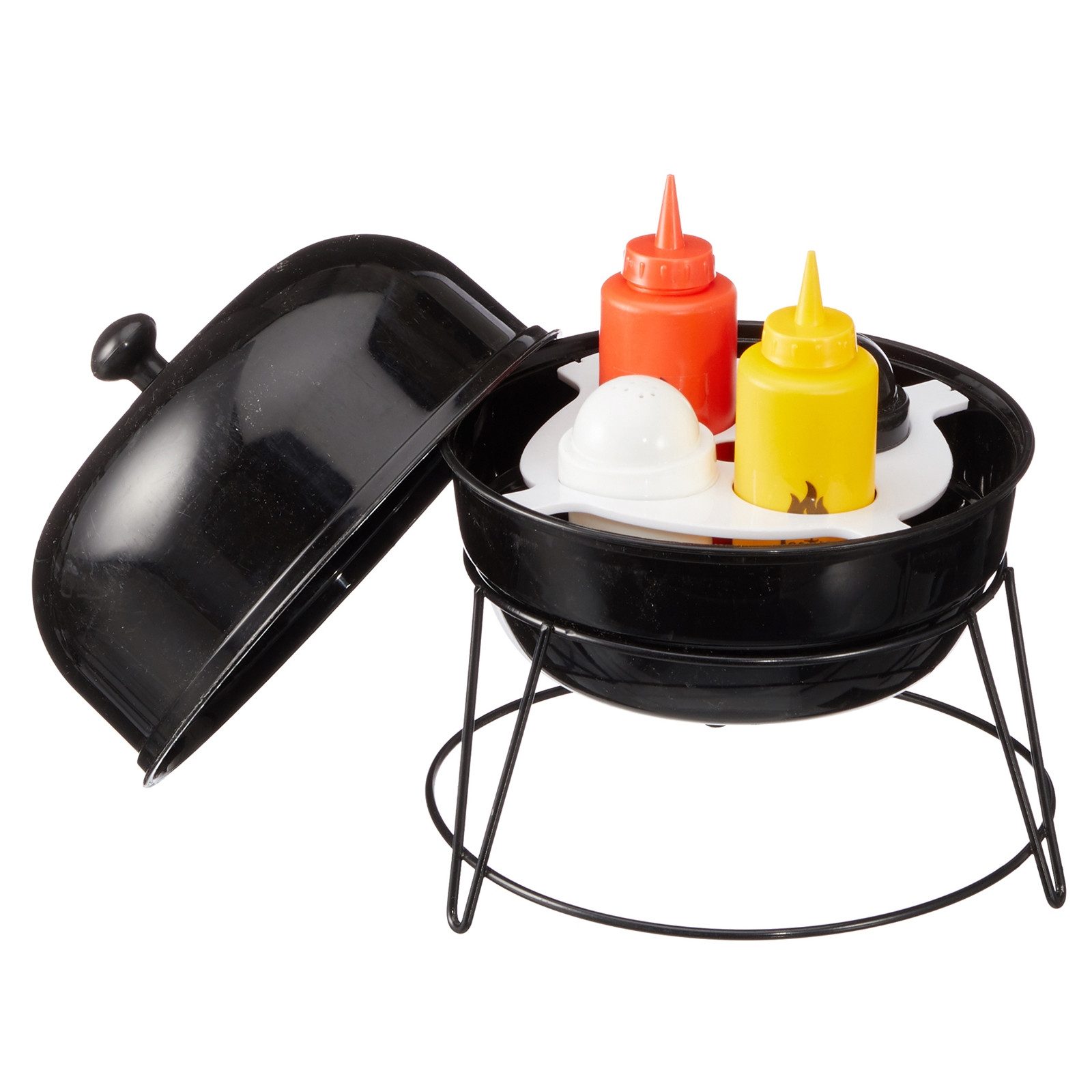 Neuetischkultur Menage-Set Menagen Set "Kugelgrill", (Stück, 5-tlg., Mini-Kugelgrill, 2x Flasche, 2x Gewürzstreuer)