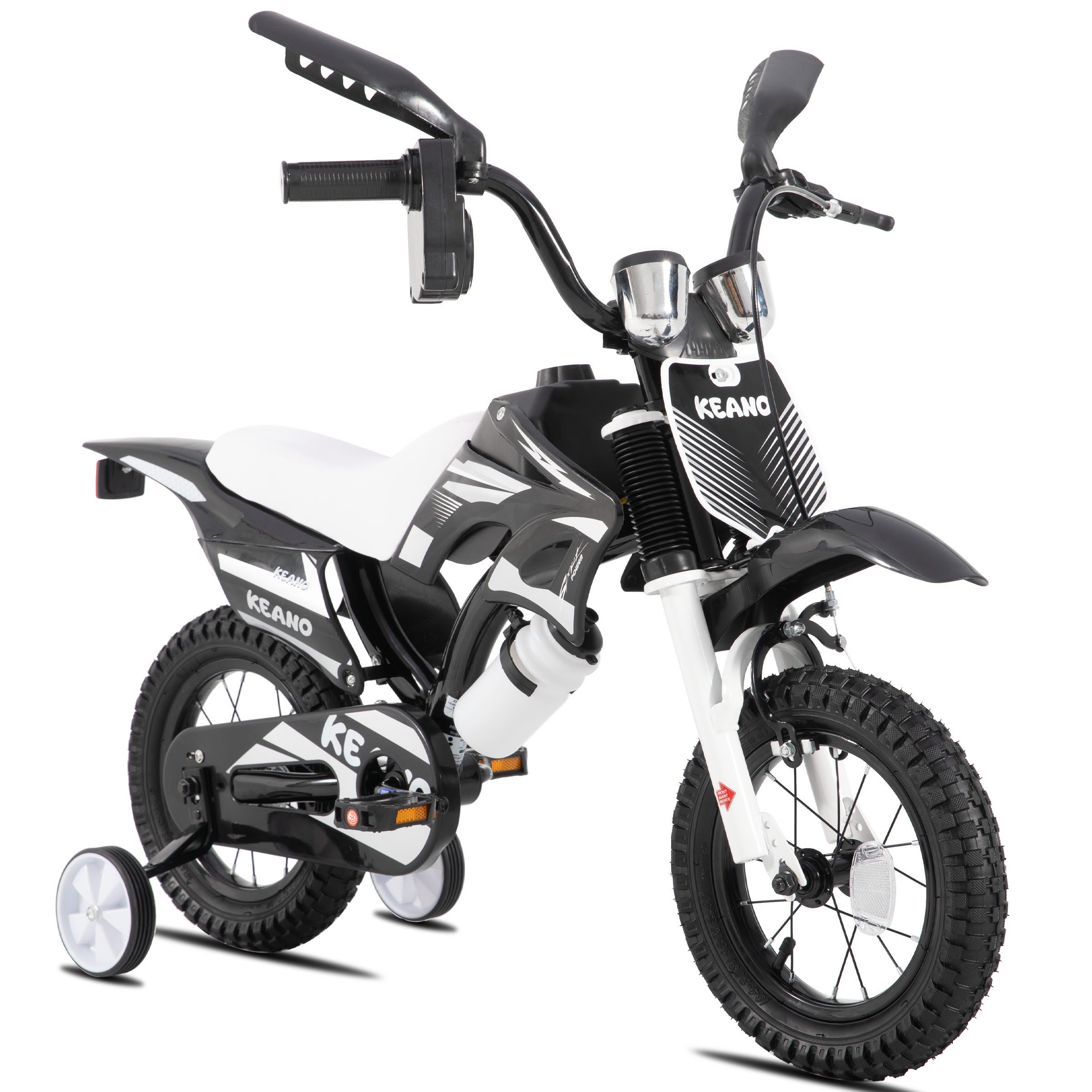 JOYSTAR Kinderfahrrad 12/16 Zoll fahrrad im Motorradstil für 3-8 Jahren Jungen und Mädchen, mit Stützrädern, Getränkehalter und Schutzblechen