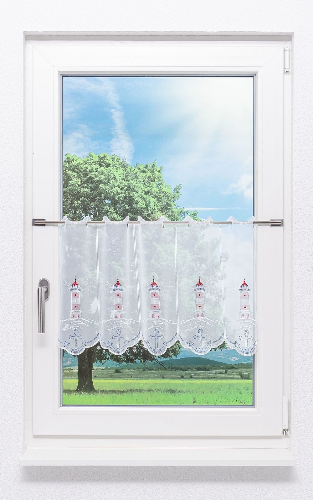 Plauener Spitze® Scheibengardine Leuchtturm (1 St), transparent, HxB 40x48. günstig online kaufen