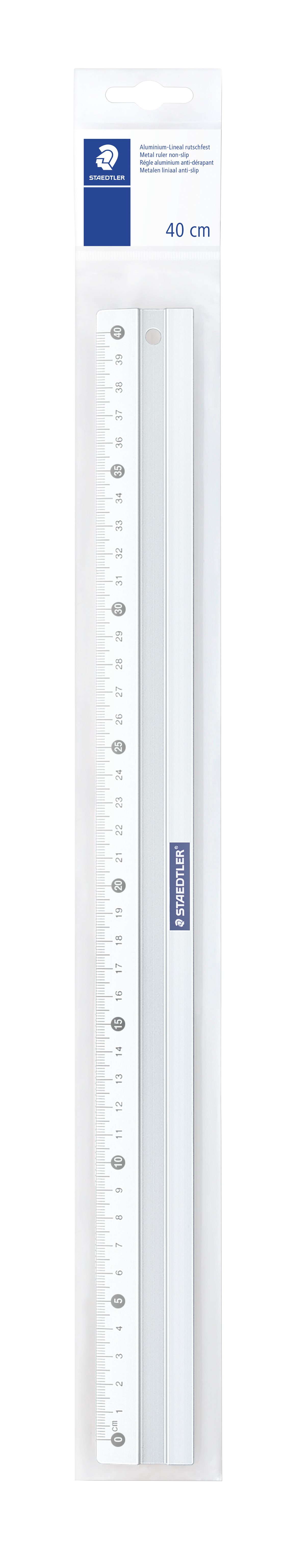 STAEDTLER Lineal Staedtler Mars® Alu-Lineal 40cm 56340 Metall Aluminium m. Tuschekante, integrierter, rutschhemmender Streifen