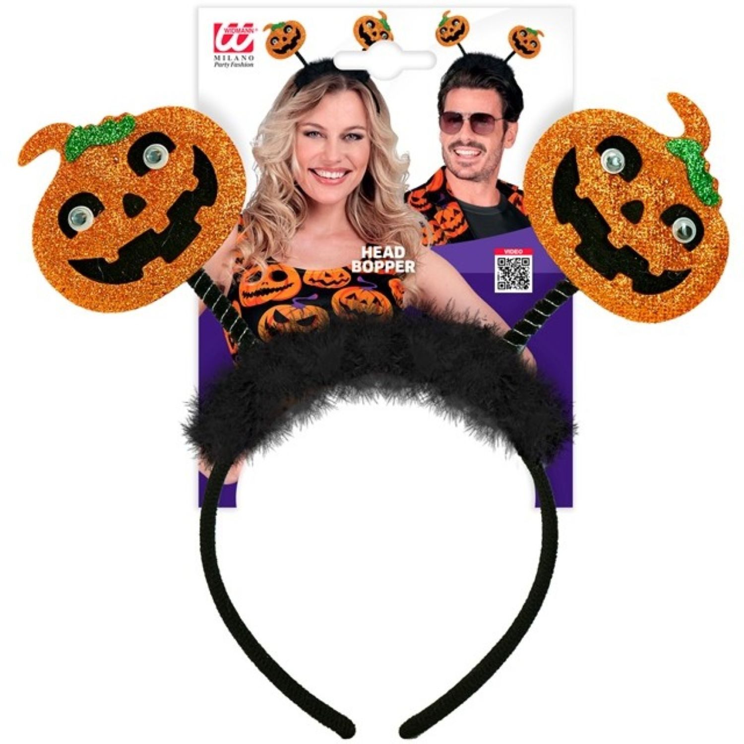 Widmann S.r.l. Kostüm Halloween 'Haarreif Kürbis', Schwarz/Orange