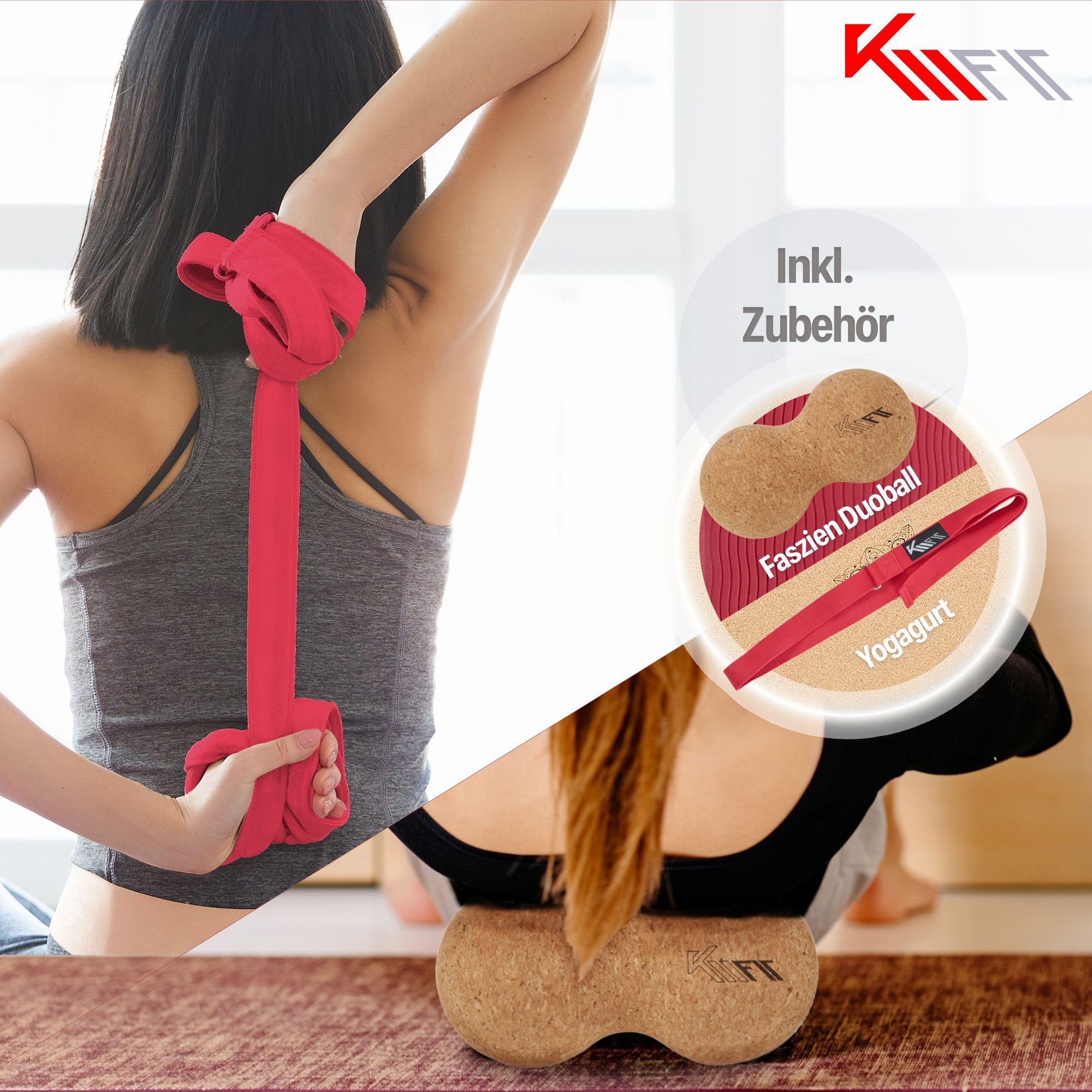 KM - Fit Yogamatte Gymnastikmatte Fitnessmatte Pilates Sportmatte Bodenmatte mit Tasche (Set)