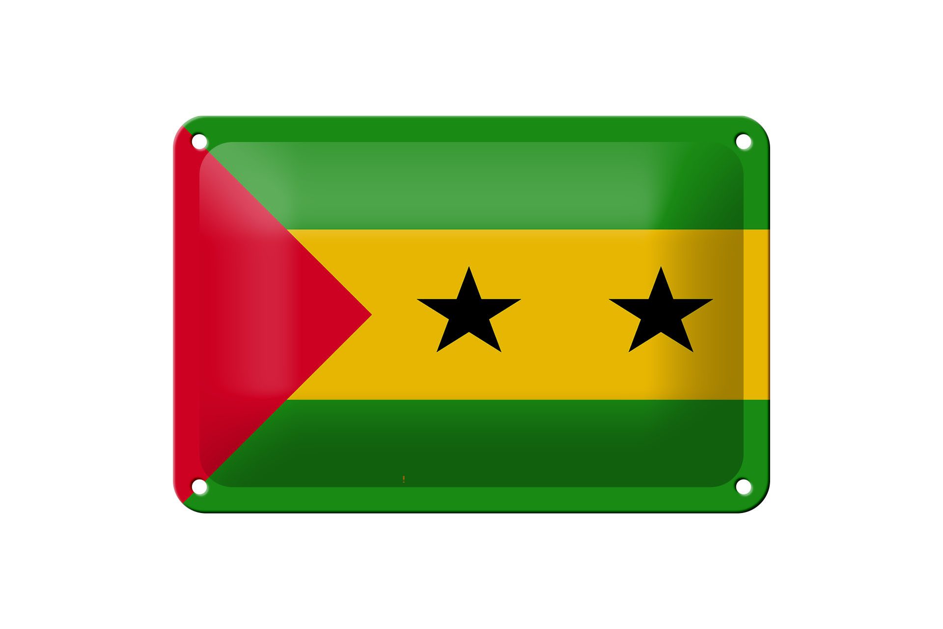 Femer GmbH Metallschild Flagge São Tomé und Príncipe 18x12cm São Tomé, (1 St), gewölbte Oberfläche, abgerundete Ecken, umgeschlagene Kanten