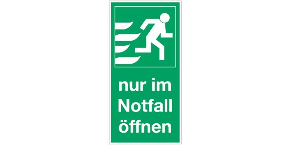 Thumbnail - König Werbeanlagen Hinweisschild Nur im Notfall öffnen rechtsweisend (Hochformat), Kombischild