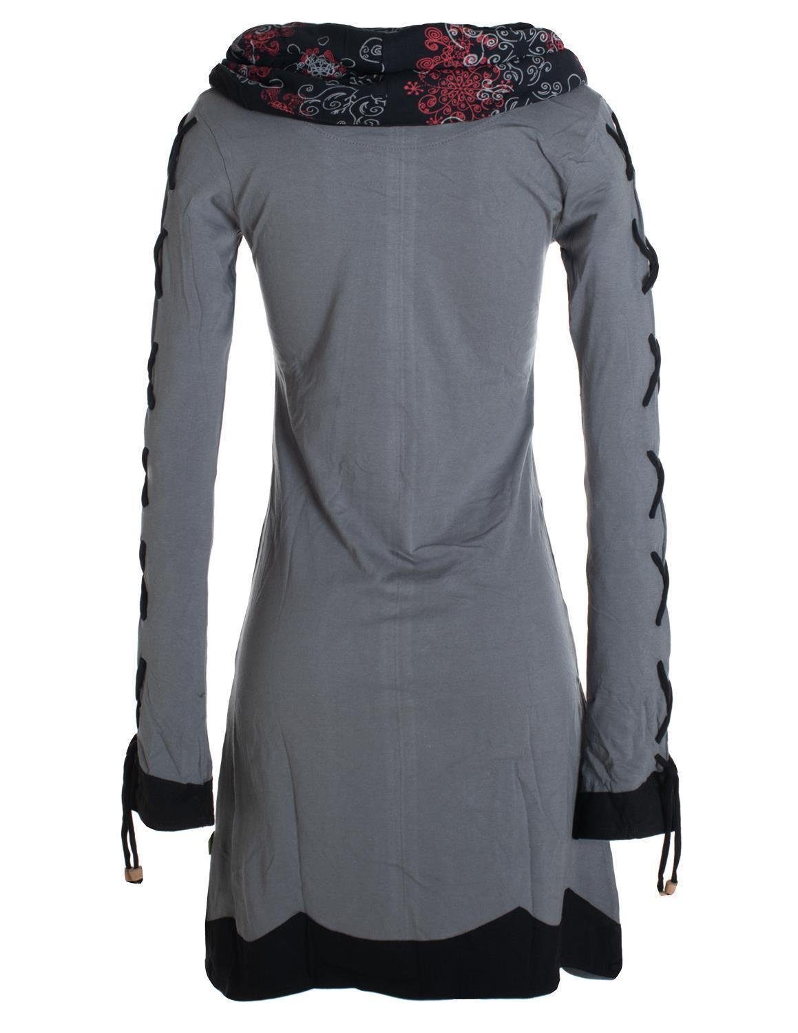 Vishes Jerseykleid Blumenkleid Langarm-Shirtkleid mit Schalkragen günstig online kaufen