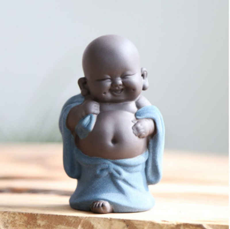 SOTOR Skulptur Niedliche Buddha-Mönch-Statue, kreatives Babyhandwerk (Exquisites Keramik-Teeservice-Zubehör, 7,1 cm hoch)