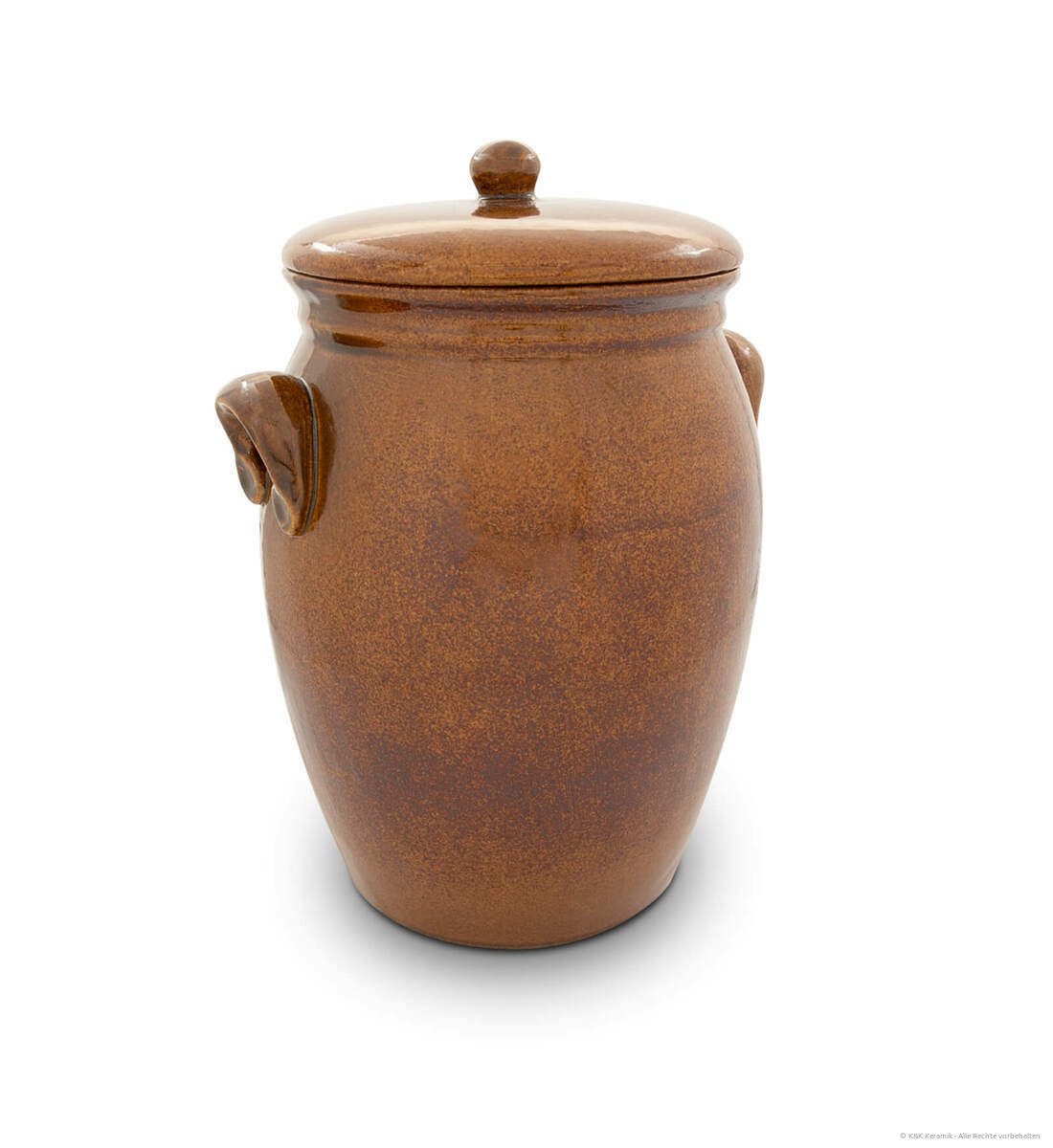 KERAZO Fermentationsglas 5L Rumtopf Einlegetopf Keramiktopf Mehrzwecktopf aus Steinzeug, braun, Keramik, Keramiktopf mit Henkel und Deckel