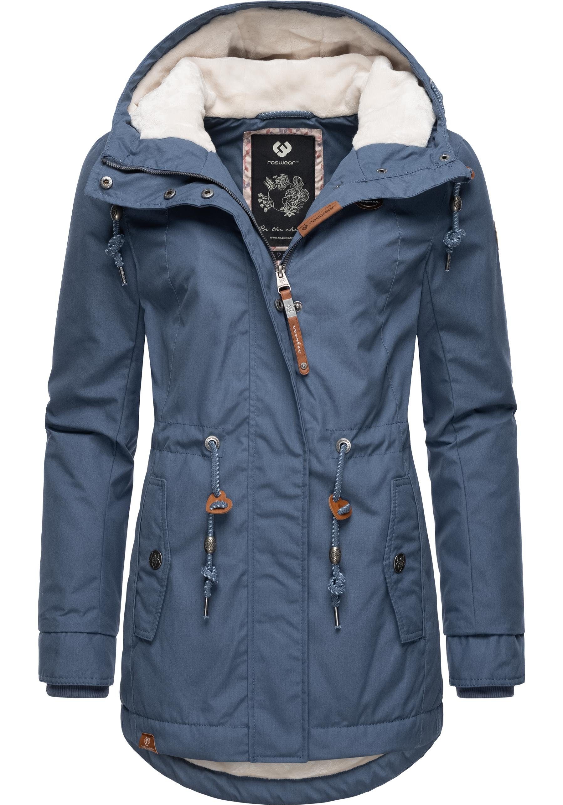 Ragwear Winterjacke Monadis Black Label stylischer Winterparka für die kalte Jahreszeit hellblau