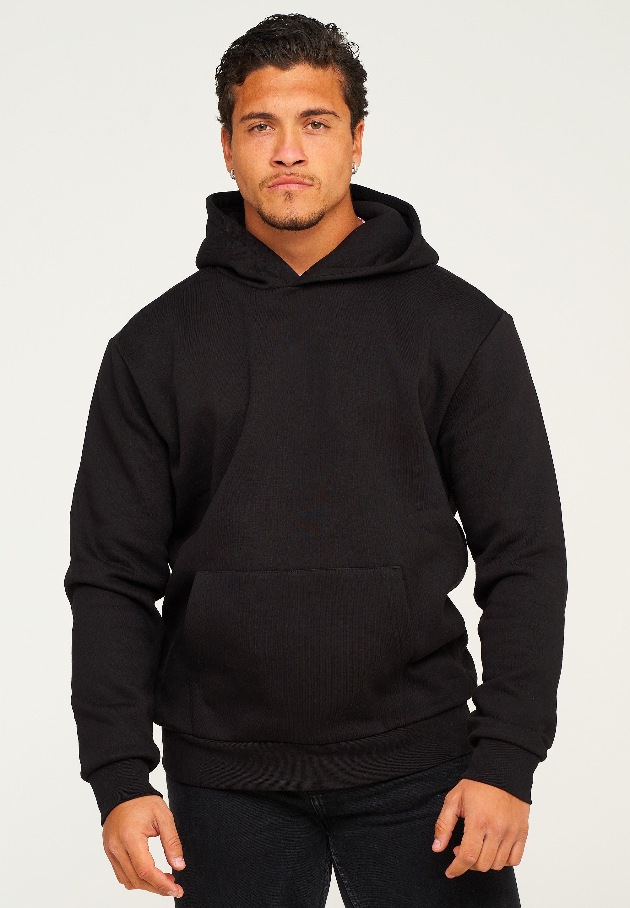 behype Hoodie BHHOBART Herren Basic Oversized Hoodie Raglan Kapuzenpullover Sweater