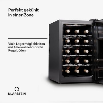 Klarstein Weinkühlschrank Silent Vino 15 Uno, für 15 Standardflaschen á 0,75l,Wein Flaschenkühlschrank Weintemperierschrank Weinschrank Kühlschrank