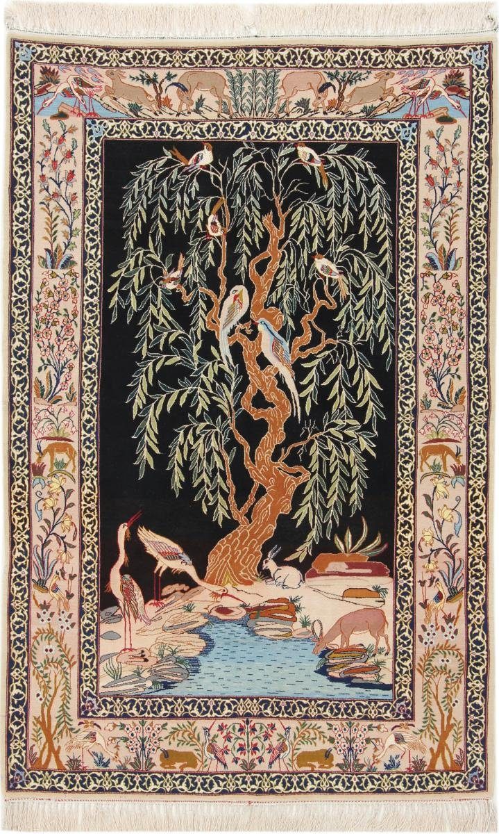 Nain Trading, Höhe: mm 100x157 Seidenkette Orientteppich Isfahan Orientteppich, Handgeknüpfter rechteckig, 6