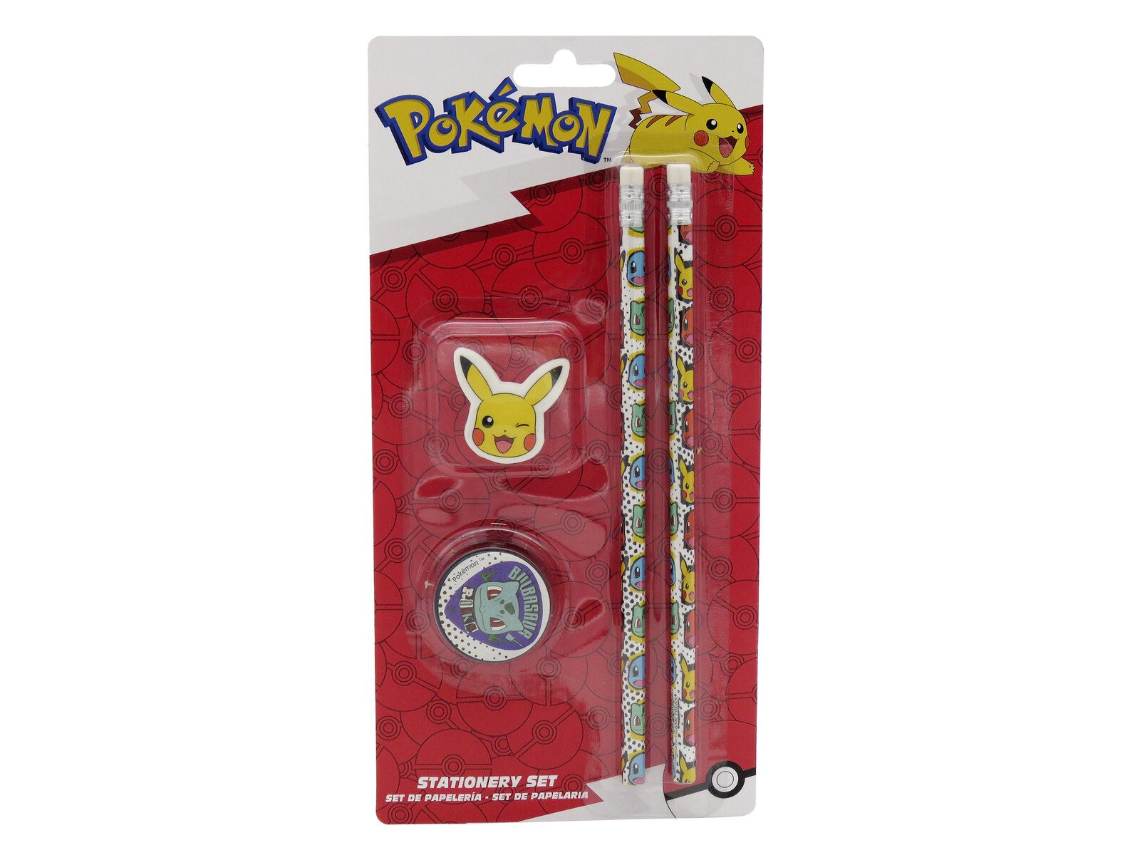 POKÉMON Bleistift Schreibset 4 teilig mit 2 Bleistiften Radiergummi und Spitzer, (4-tlg)