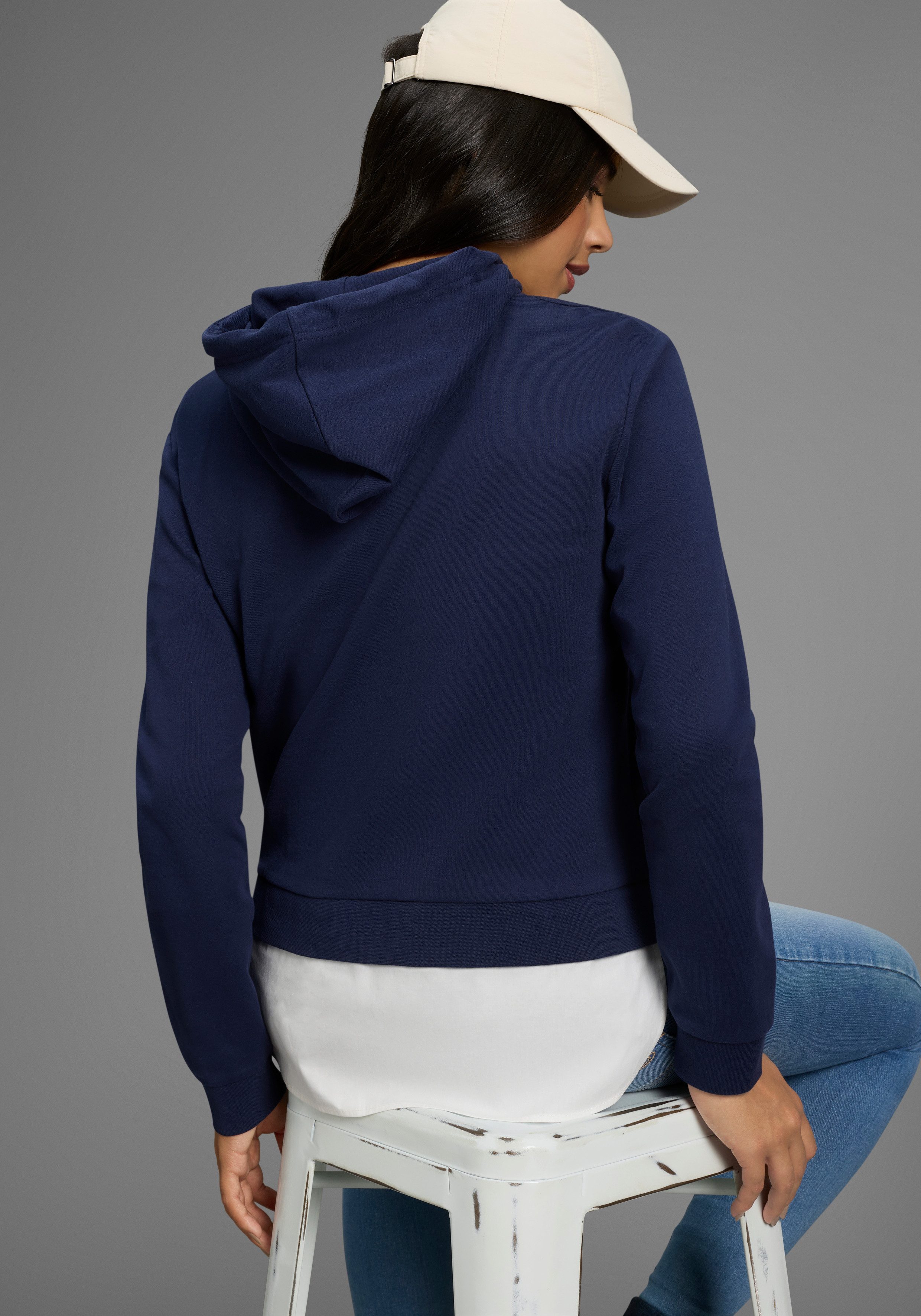 KangaROOS Kapuzensweatshirt mit angenähtem Blusensaum günstig online kaufen