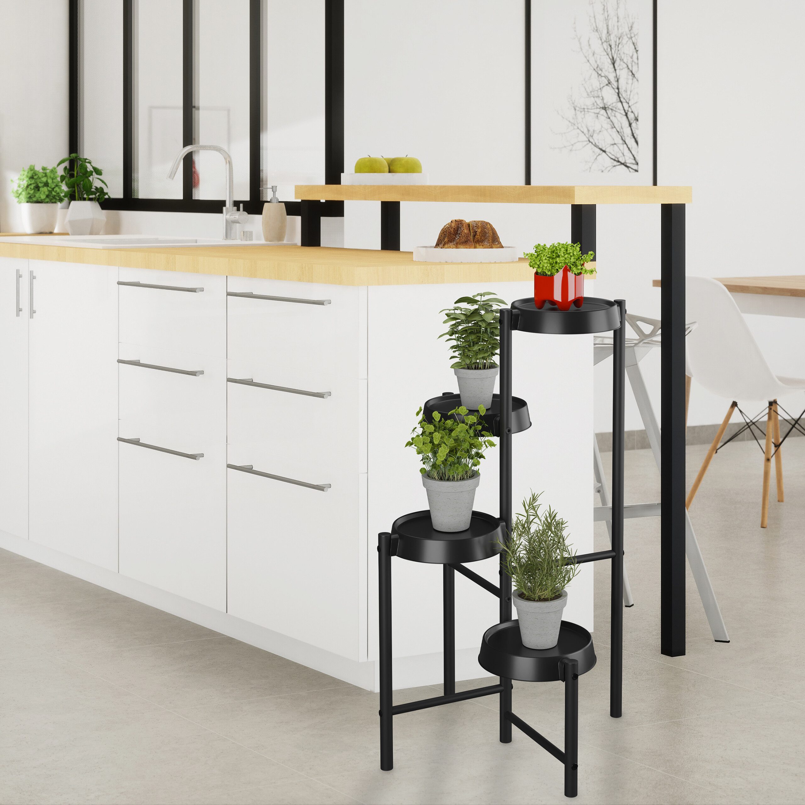 relaxdays Blumenständer Pflanzenständer Metall & Kunststoff, günstig online kaufen