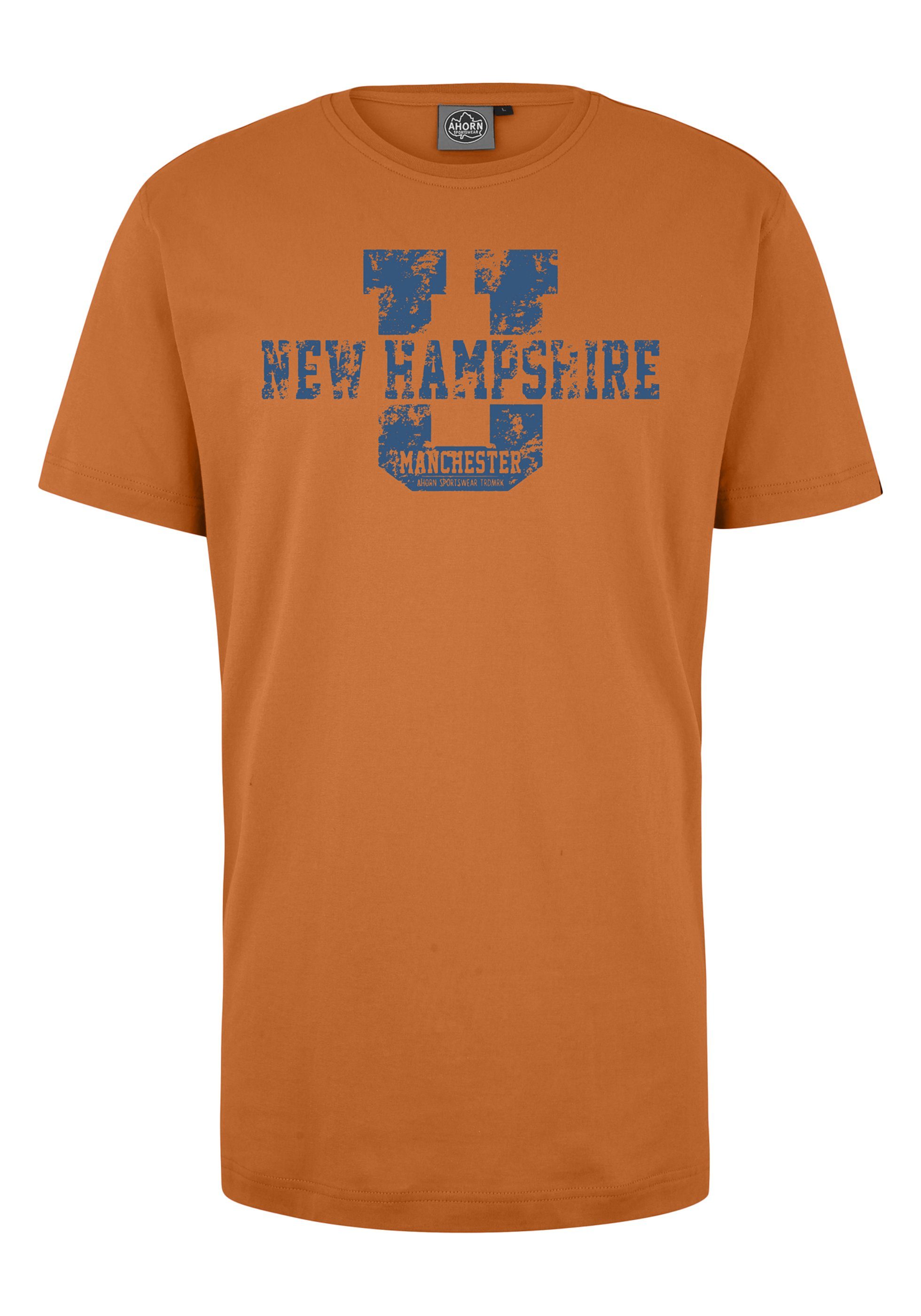 AHORN SPORTSWEAR T-Shirt NEW HAMPSHIRE mit coolem Frontprint orange