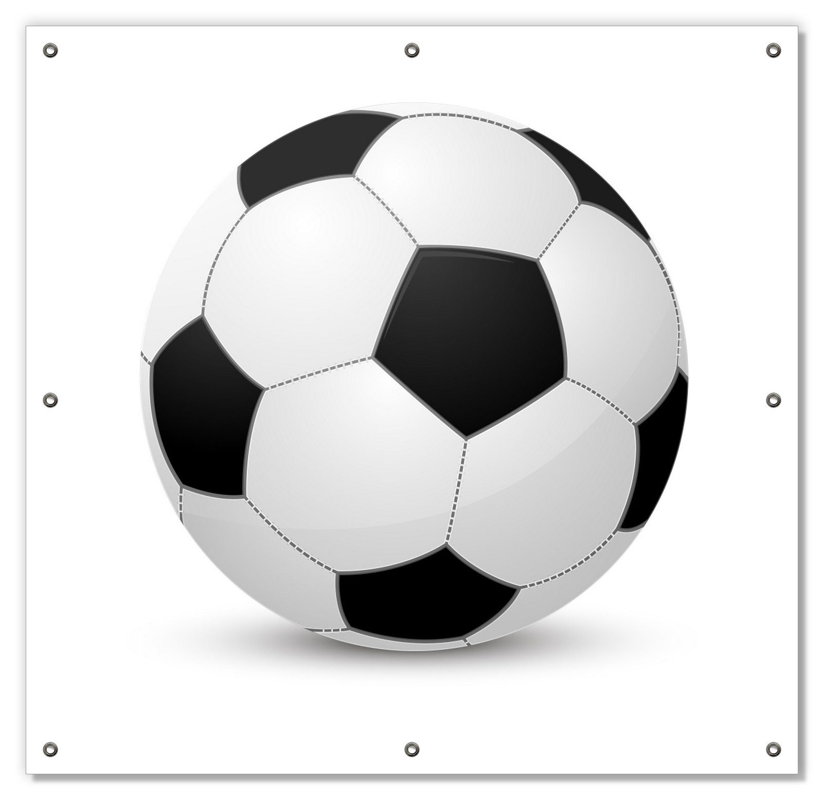 Sonnenschutz Fußball klassisch vor weißem Hintergrund, Wallario, blickdicht, mit Saugnäpfen, wiederablösbar und wiederverwendbar