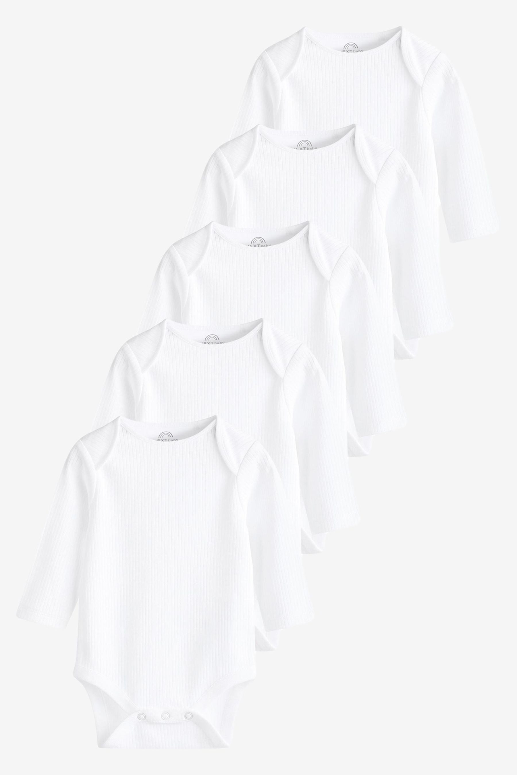 Next Langarmbody Langärmelige, gerippte Baby-Bodysuits, 5er-Pack (5-tlg)