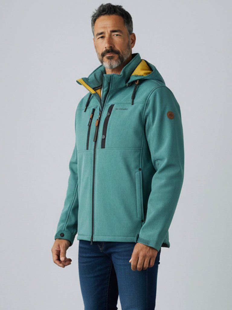 Dry Fashion Softshelljacke Usedom Herren Outdoor-Jacke Usedom mit Fleece-Innenfutter und flexible Kapuze