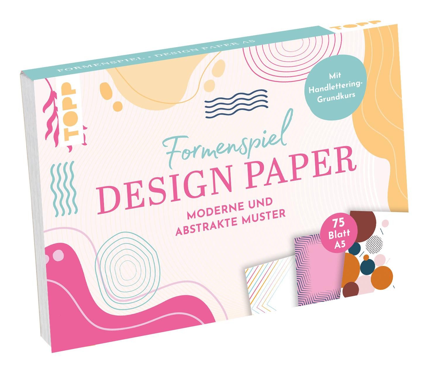 Grußkarten Design Paper A5 Formenspiel. Mit Handlettering-Grundkurs