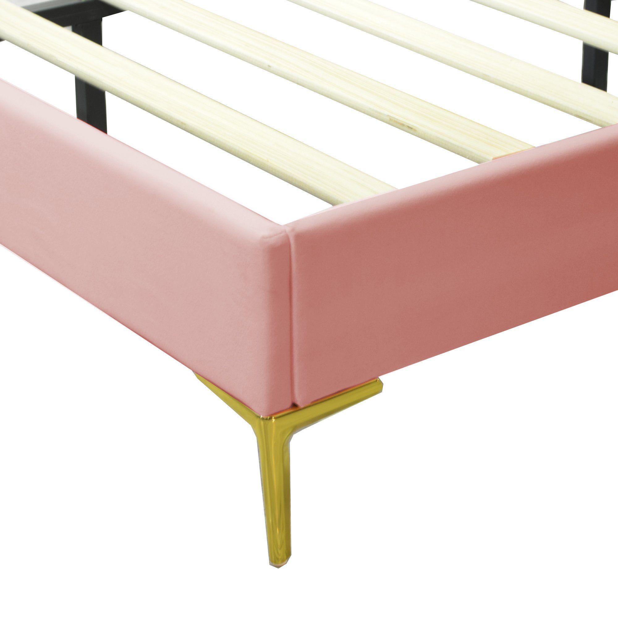Polsterbett (Doppelbett 140 x 200 cm, ohne Matratze), mit Finger-Form & Verstellbares Kopfteil und Lattenrost, Samtstoff