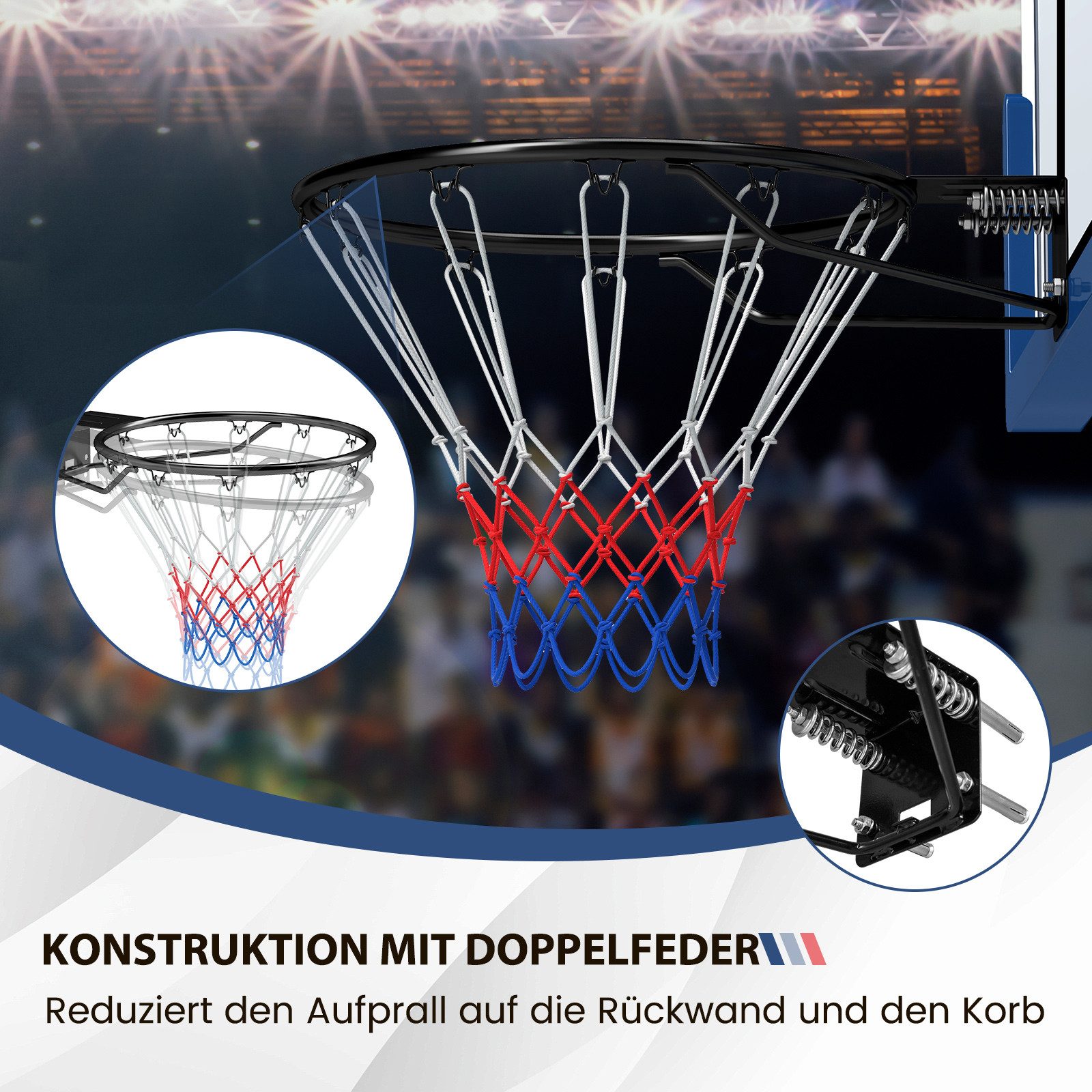 COSTWAY Basketballkorb, Ø45cm Basketballring mit Netz