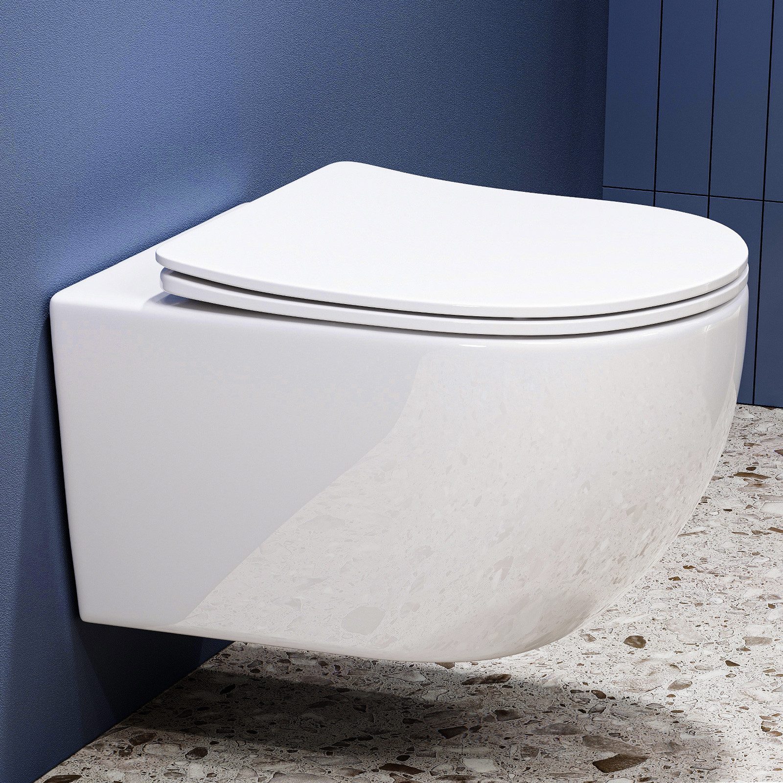 HOROW Tiefspül-WC Spülrandloses Hänge WC – Toilette Weiß, Wand WC, Abgang W günstig online kaufen