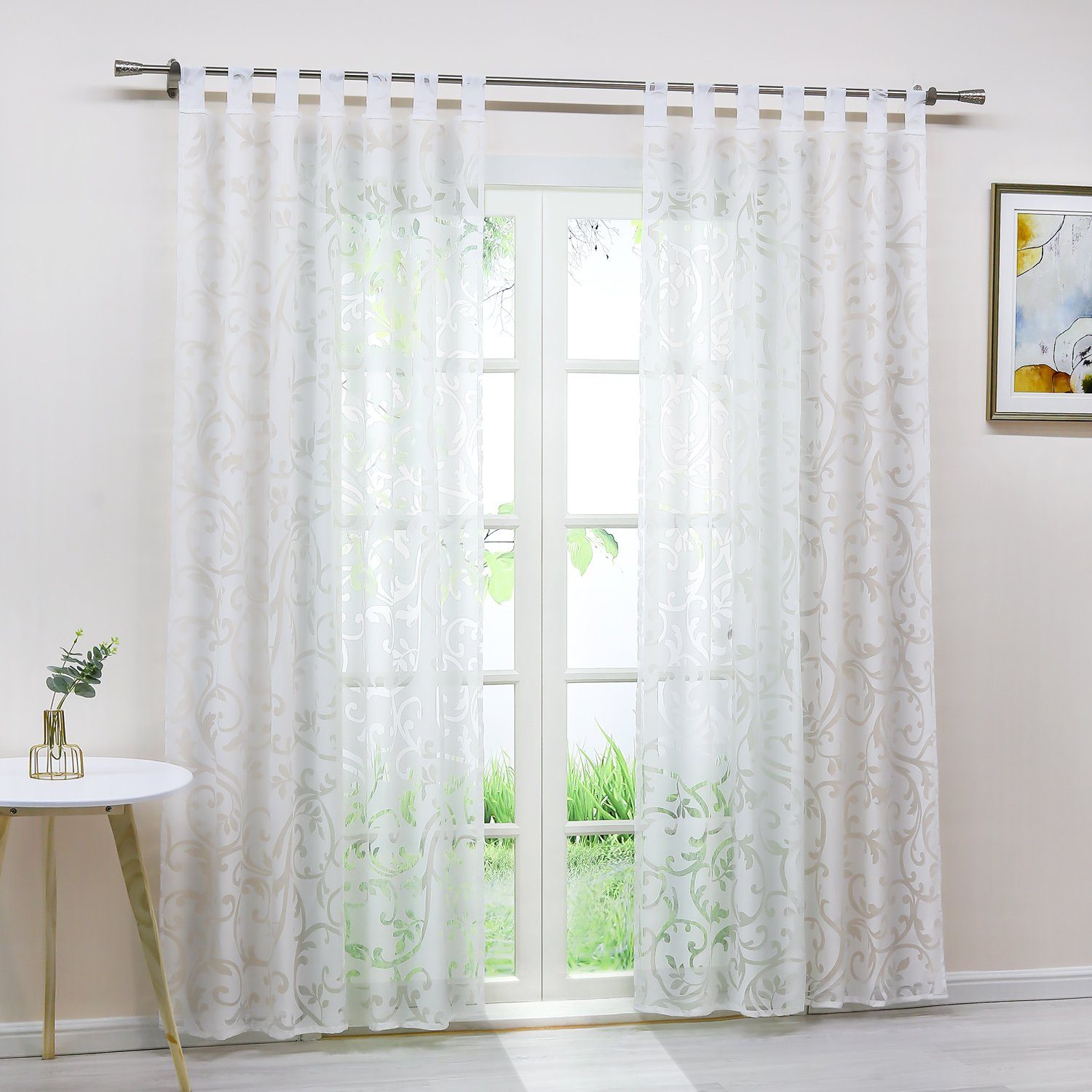 Joyswahl Gardine Jessica (1 St), Schlaufen, Voile Ausbrenner mit Ranken günstig online kaufen