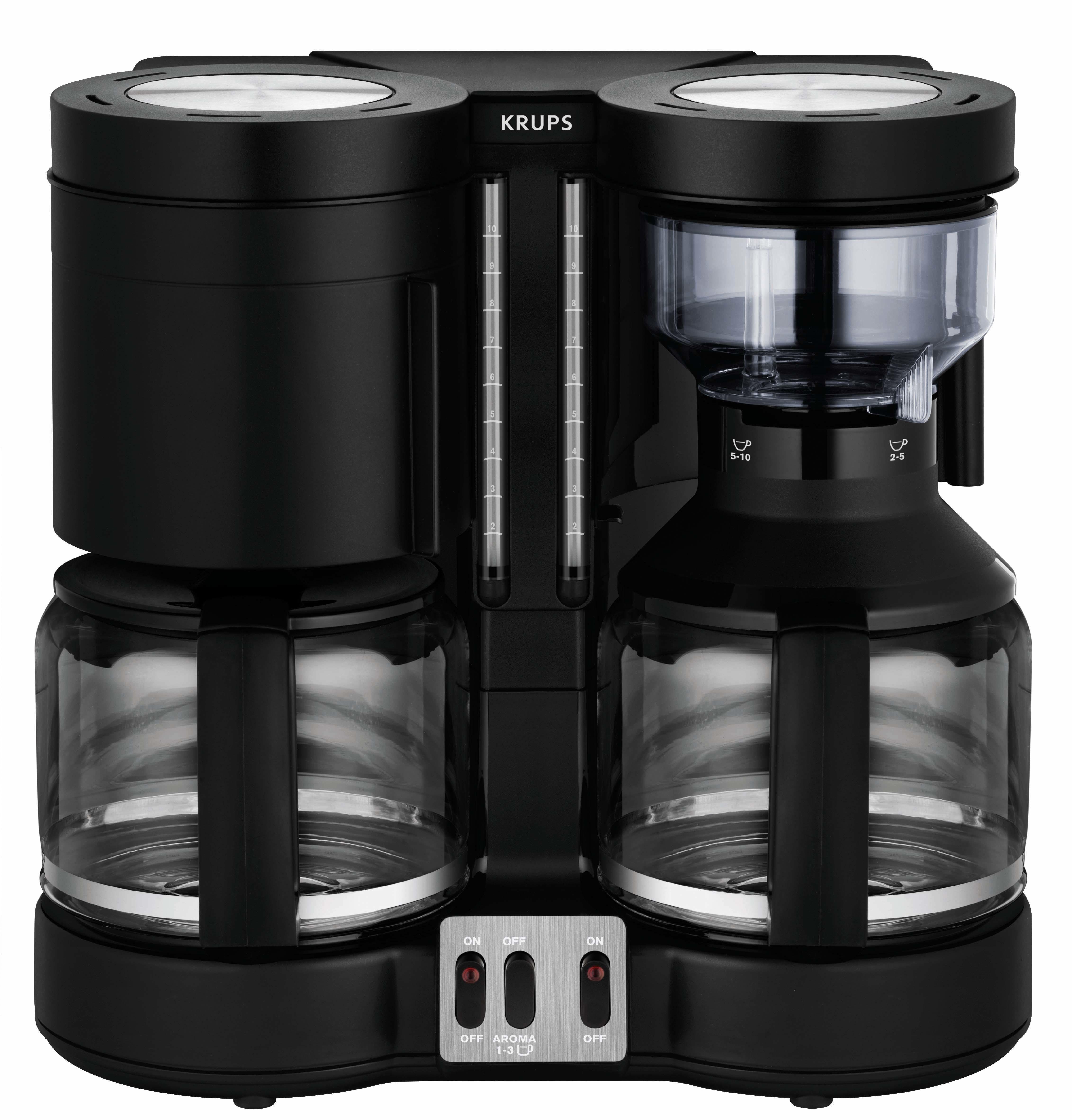 Krups Filterkaffeemaschine DuothekPlus KM 8508, Duothek: Kombiautomate mit Kaffee und Tee Zubereitung schwarz | Filterkaffeemaschinen