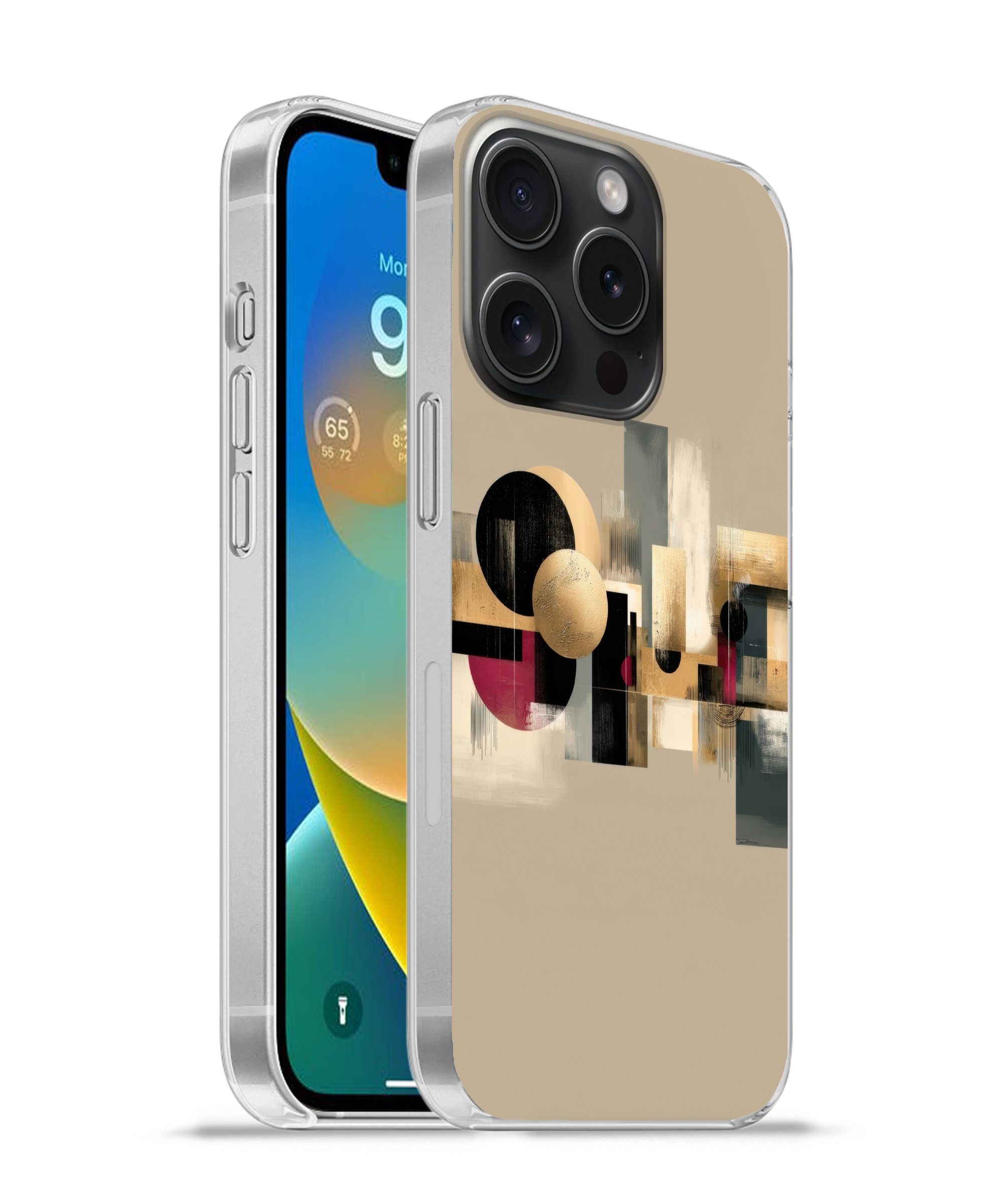 MuchoWow Handyhülle für Apple iPhone 15 Pro Abstrakt - Formen - Beige - Texturen, Smartphone-Bumper, Print, Handy Schutzhülle Dünn