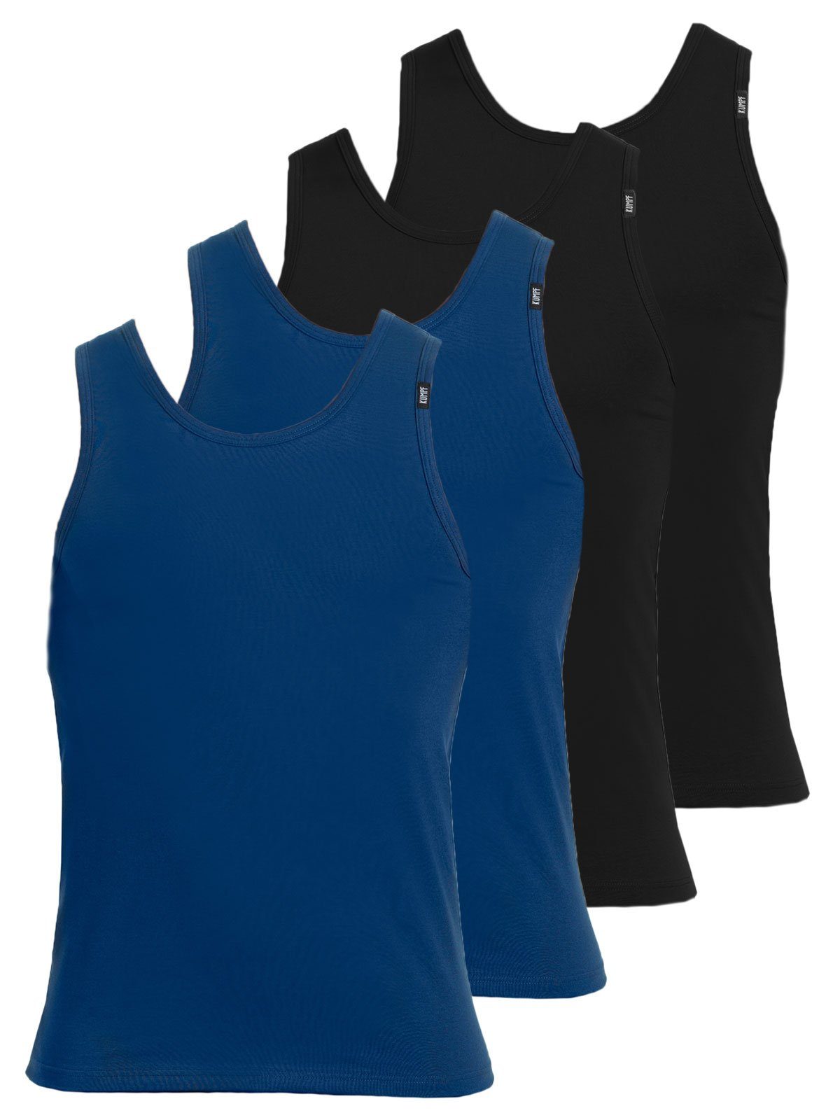 KUMPF Achselhemd 4er Sparpack Herren Unterhemd Bio Cotton (Spar-Set, 4-St) hohe Markenqualität darkblue schwarz