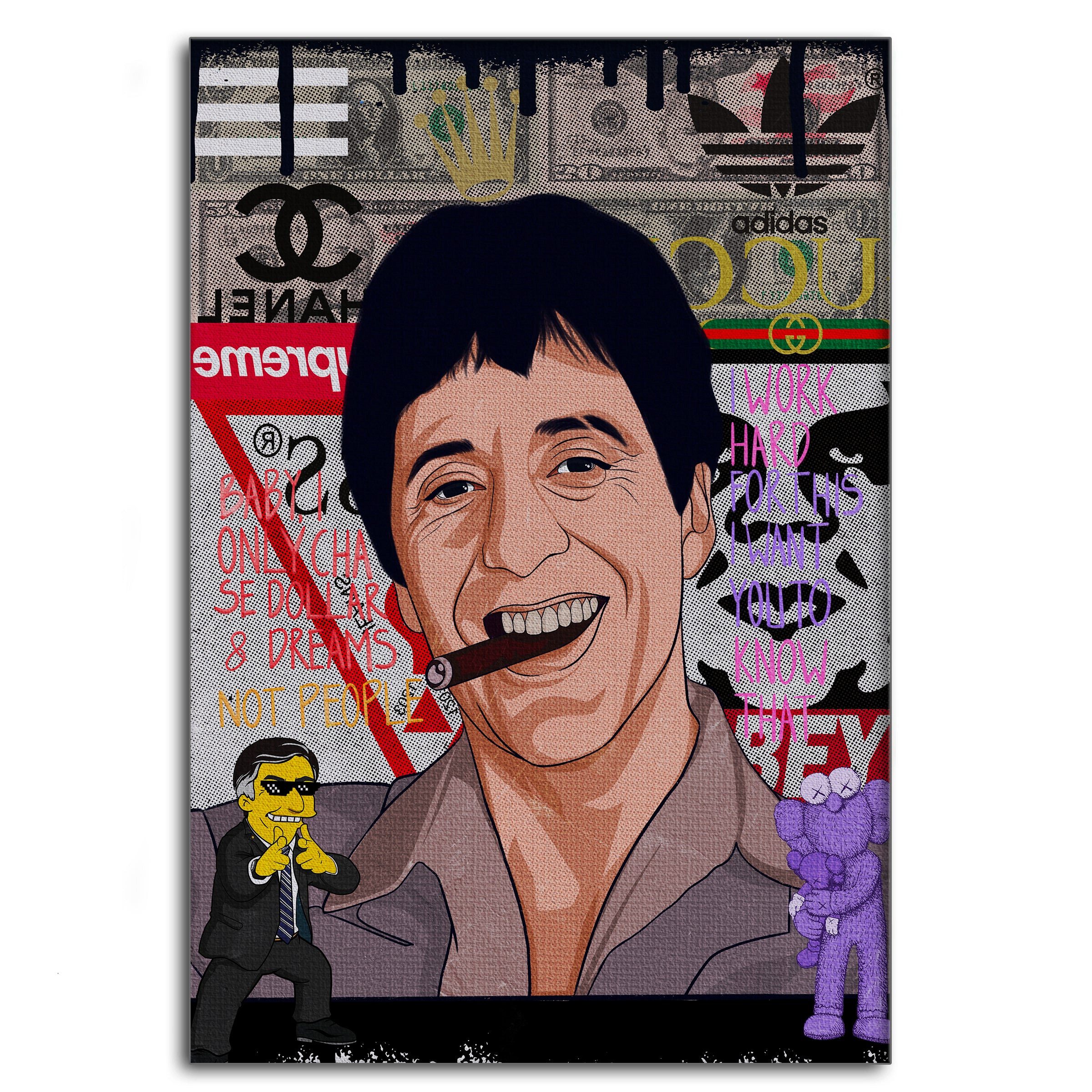 Wanddekoobjekt Tony Montana - Leinwandbild Pop Art