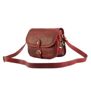 FLORENCE Schultertasche Florence Umhängetasche Damen Handtasche (Schultertasche), Damen Leder Schultertasche, Umhängetasche, rot ca. 24cm