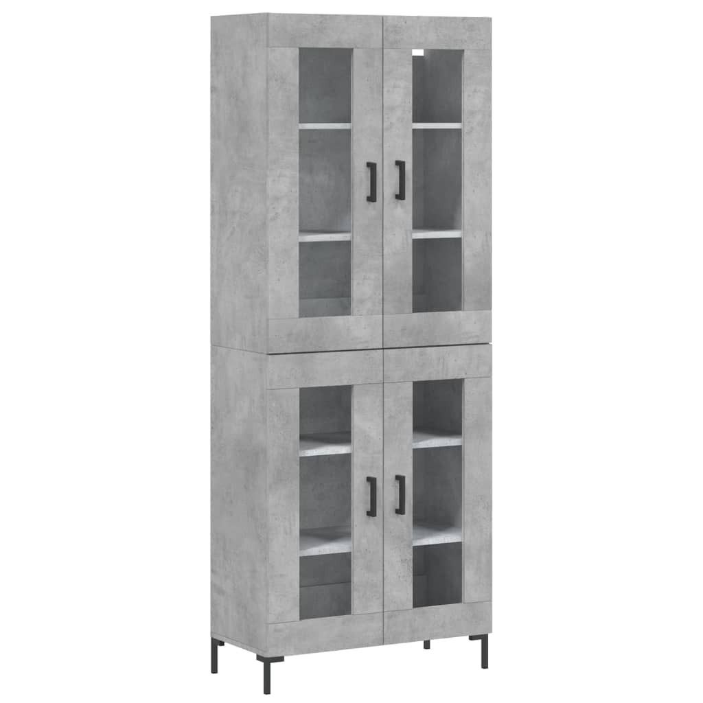 vidaXL Vitrine Highboard Betongrau 69,5x34x180 cm Spanplatte Glas Vitrine