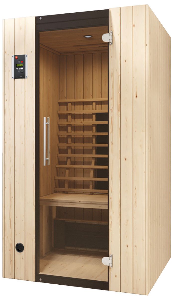 weka Infrarotkabine Infrarotkabine TANILLA 1, BxTxH: 108 x 99 x 190 cm, 63 mm, naturbelassen, stabile Sitzbank, weka Linienstrahler