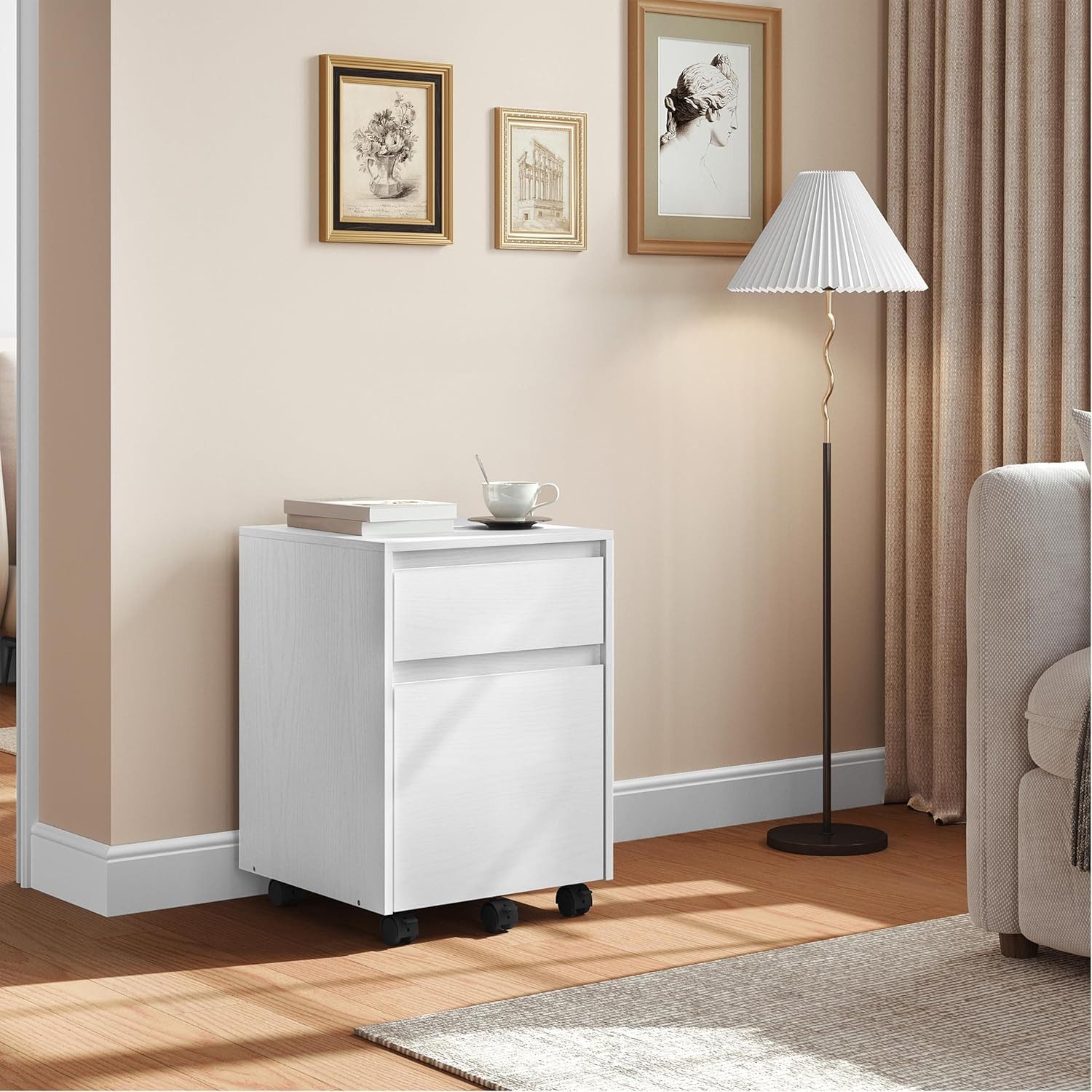 Woltu Rollcontainer, mit 2 Schubladen, Büroschrank auf Rollen, 40x57x40 cm günstig online kaufen