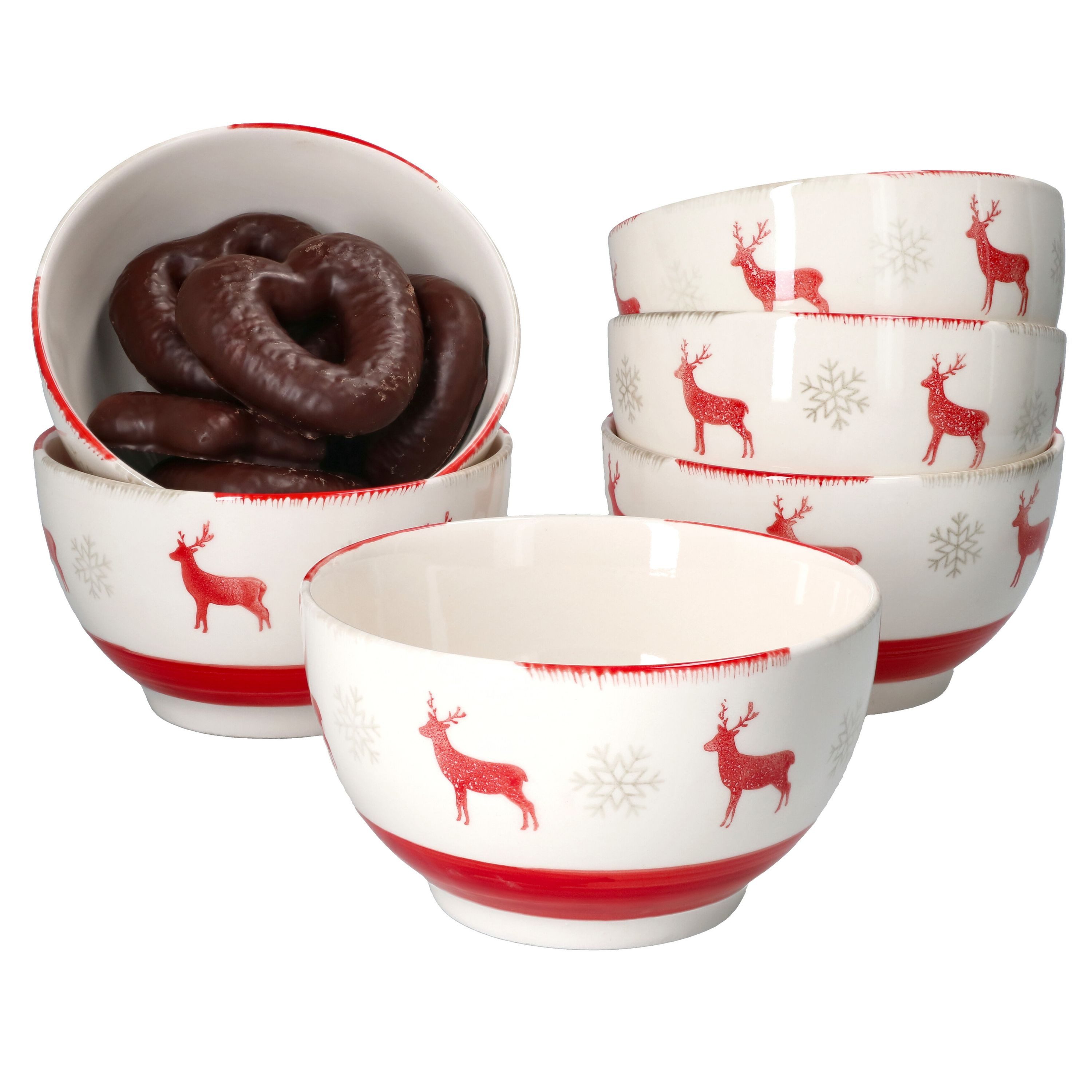 MamboCat Müslischale 6er Set Gebäckschale Rentier Unik Ø14cm - 23105793, Steingut