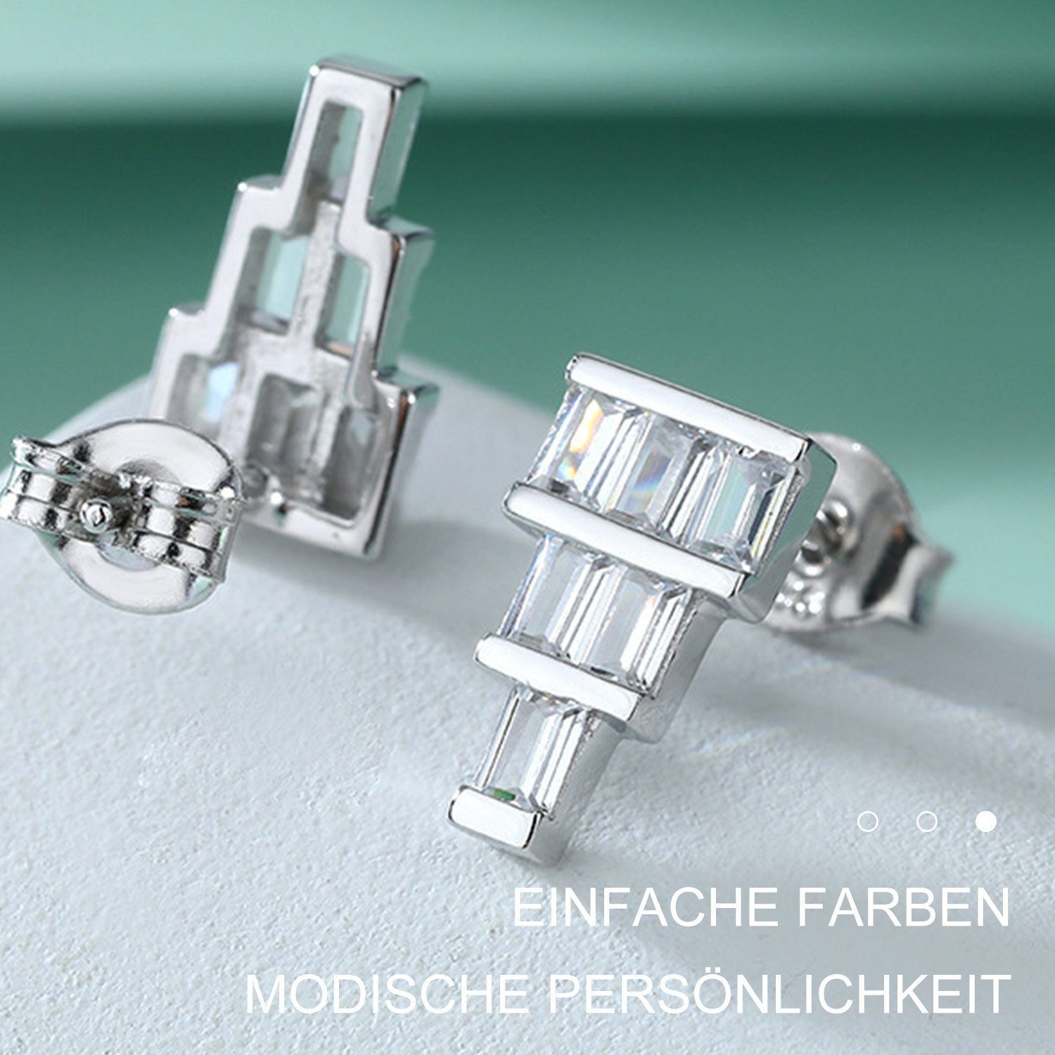 MAGICSHE Paar Ohrringe Silber Ohrstecker Zirkonia mit 925s Damen