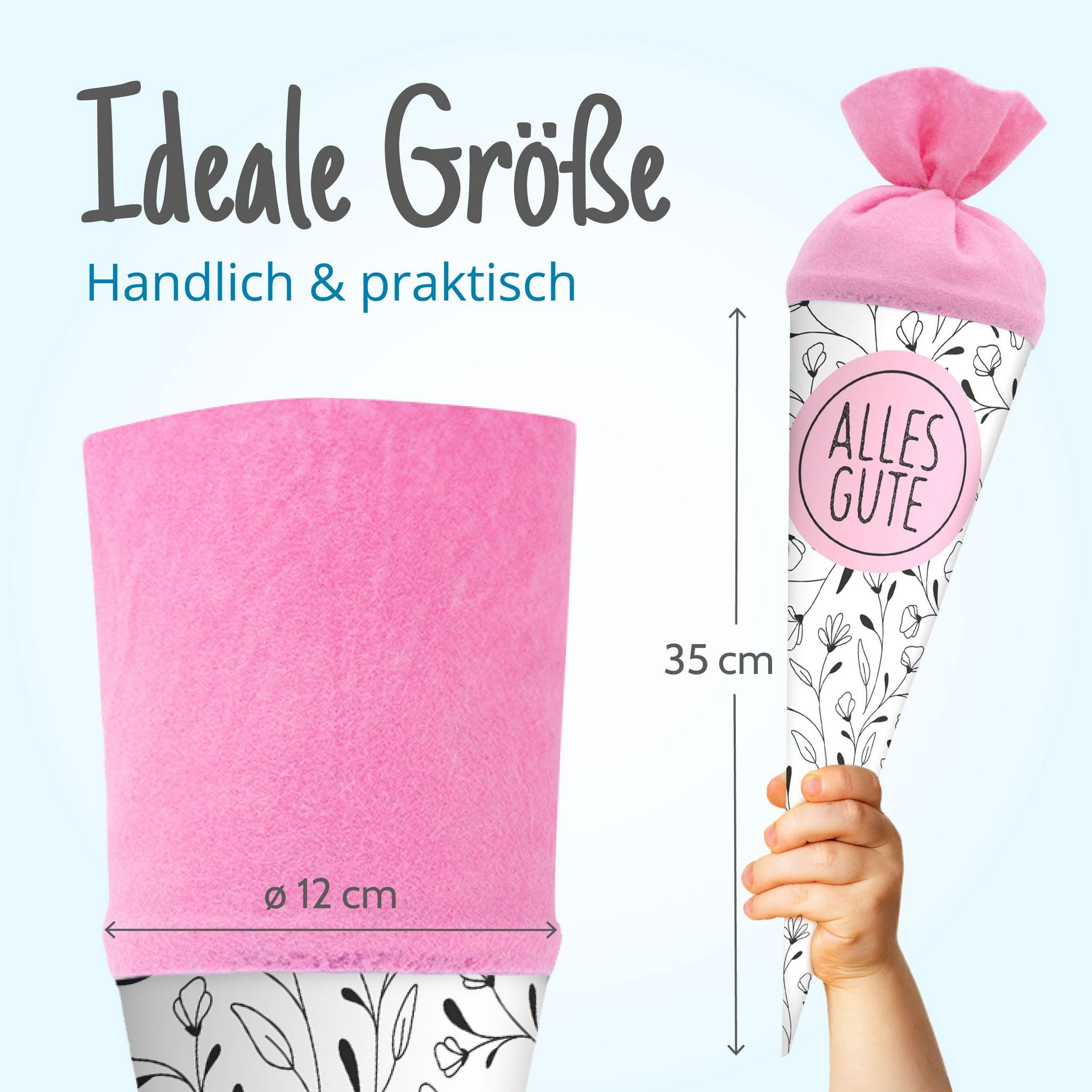 itenga Schultüte itenga Geschwisterschultüte 35cm "Florales Muster" mit Sticker "Alles – Bild 5 von 5