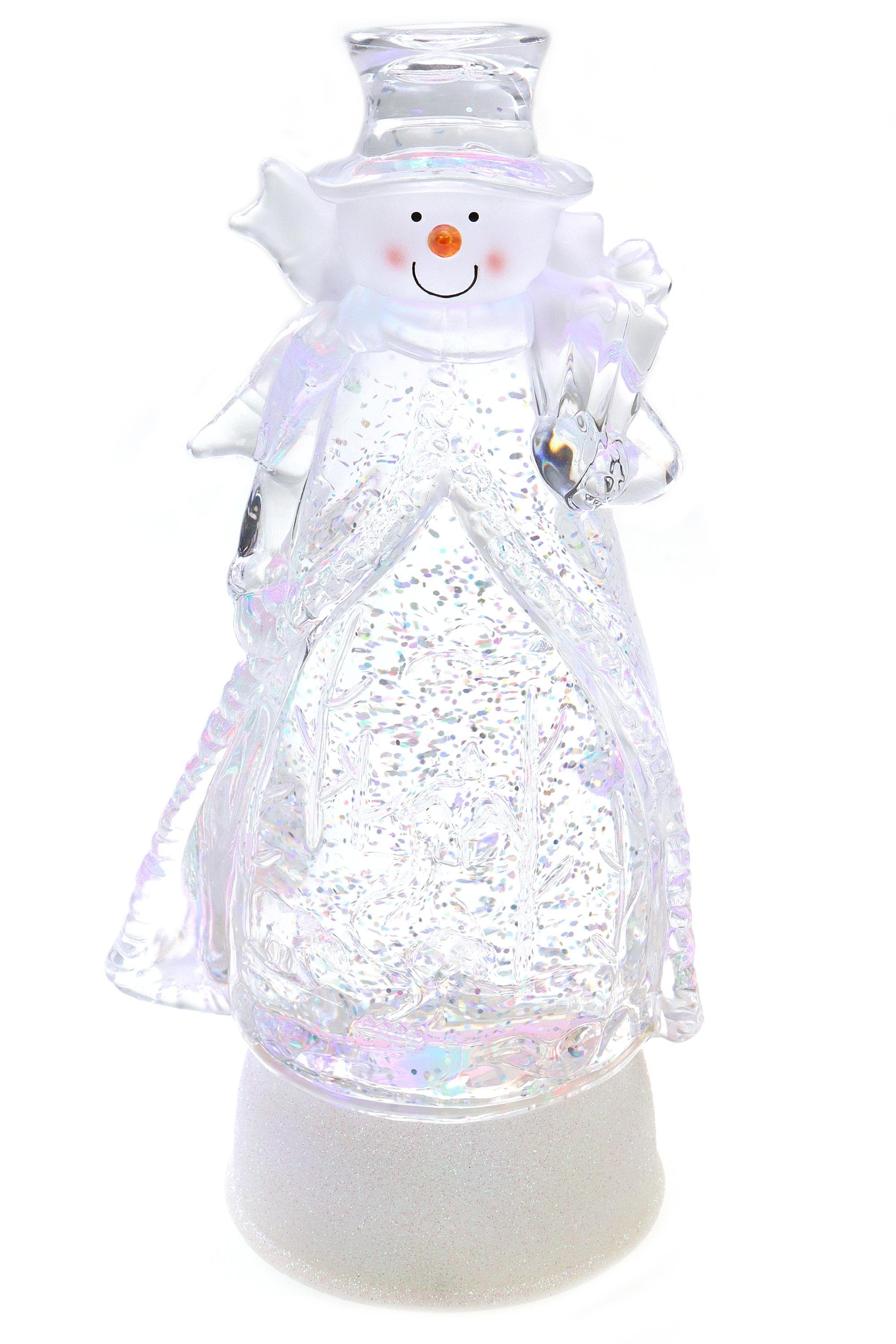 Schneekugel LED mit als Weihnachtsdeko Schneekugel Glitzerantrieb Schneemann Regenbogen ELLUG
